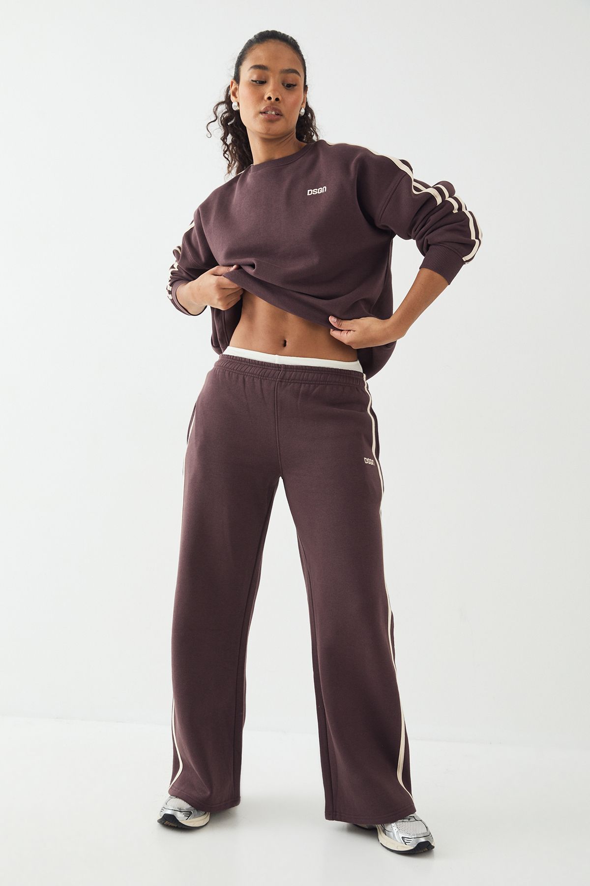 DSGN Studio DSGN Studio Side Stripe Straight Leg Jogger Chocolate image 3