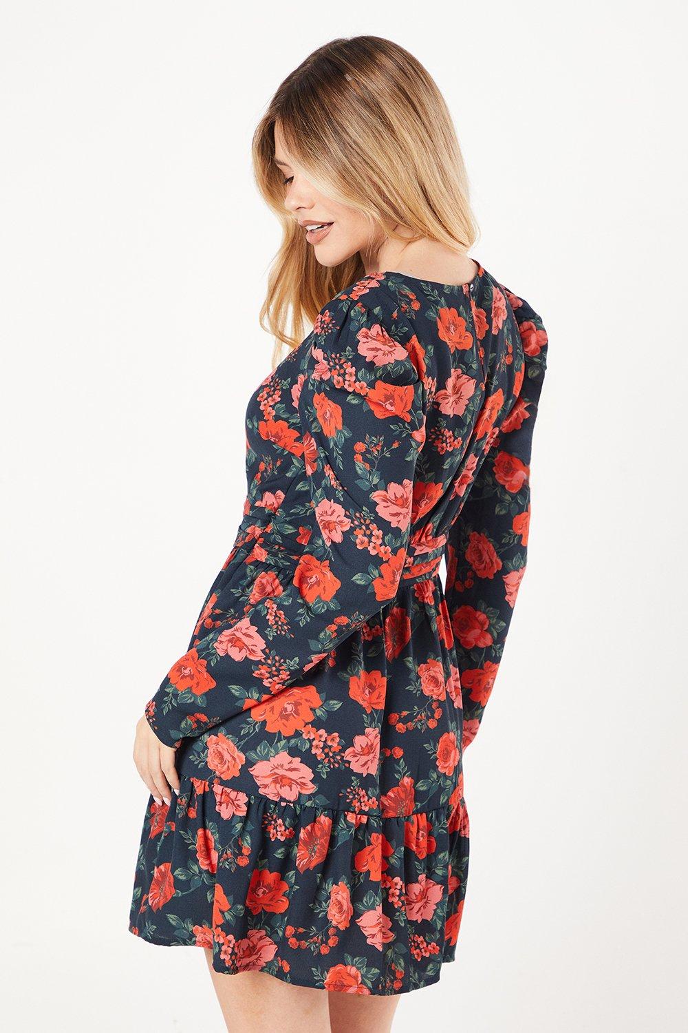 Dorothy Perkins Floral Ruffle Hem Mini Dress Floral image 3