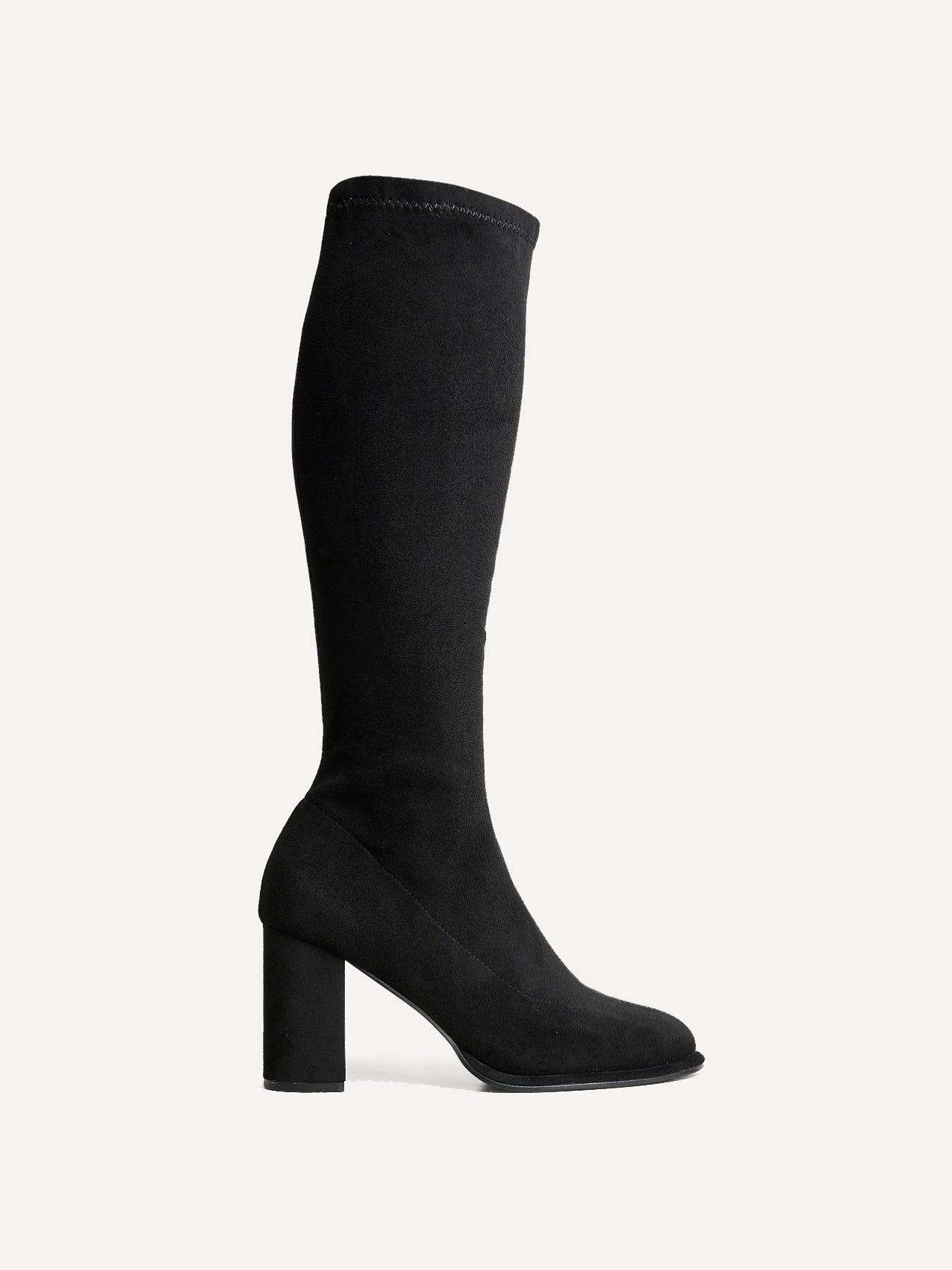 Linzi Kylie Black Stretch Suede Long Block Heeled Boot image 1