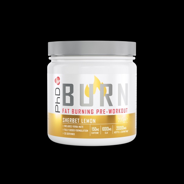 PhD Nutrition Burn Pre-Workout Powder Sherbert Lemon 200G