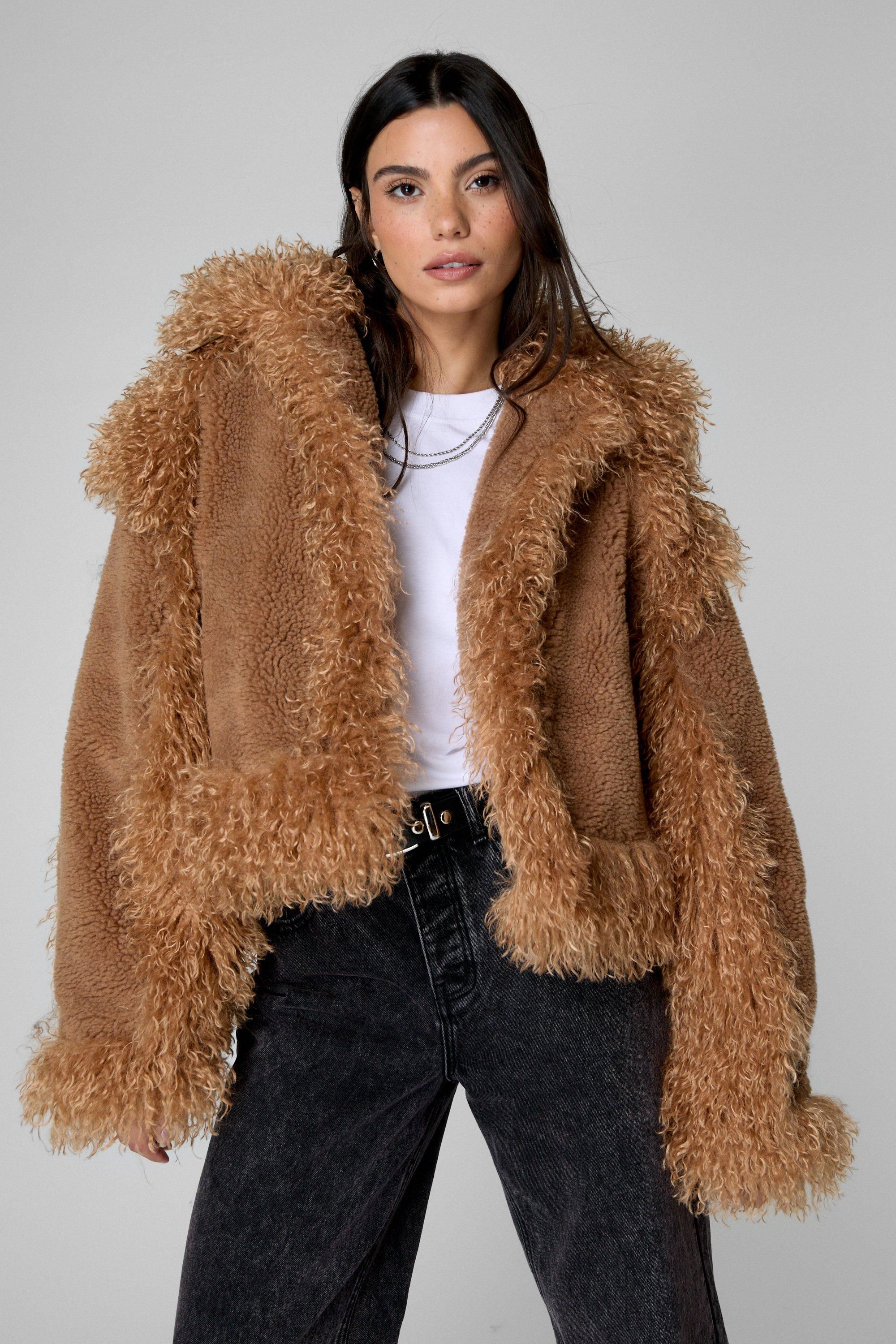 NastyGal Buckle Neck Casual Jacket Brown image 1