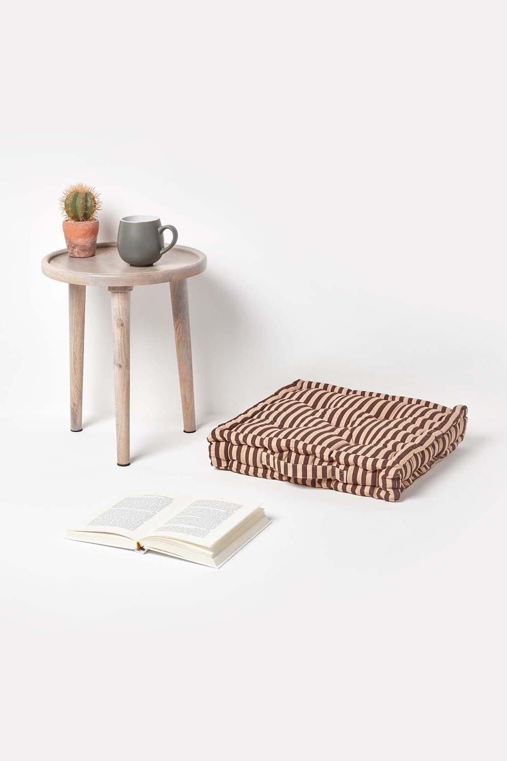 Homescapes Cotton Thin Stripe Floor Cushion image 2