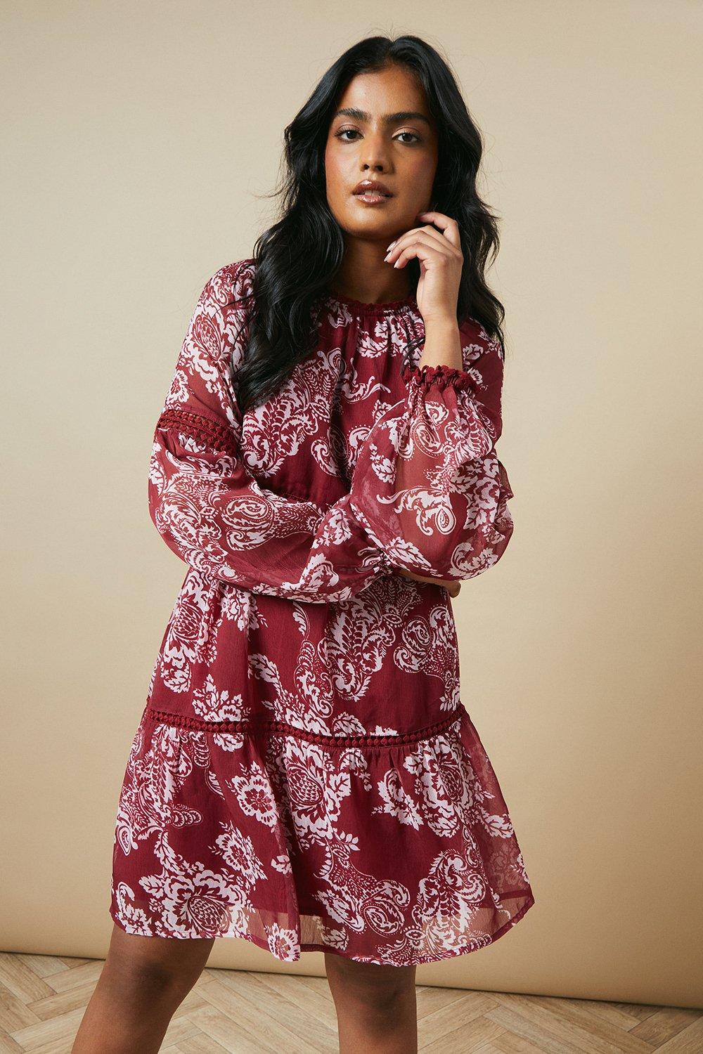 Oasis Trim Insert Chiffon Mini Dress image 1