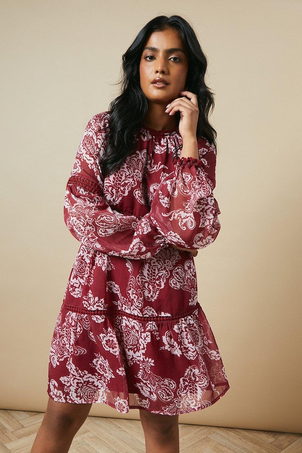Oasis Trim Insert Chiffon Mini Dress