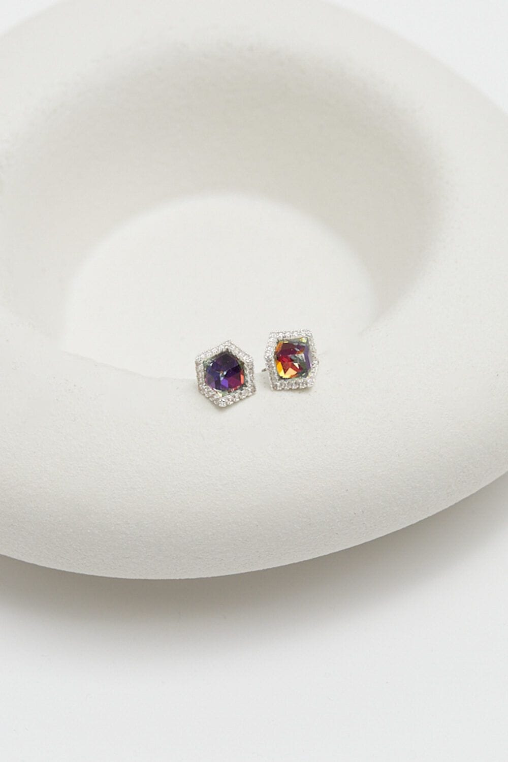 Jon Richard Silver Plated Crystal And Blue Cube Earrings image 2