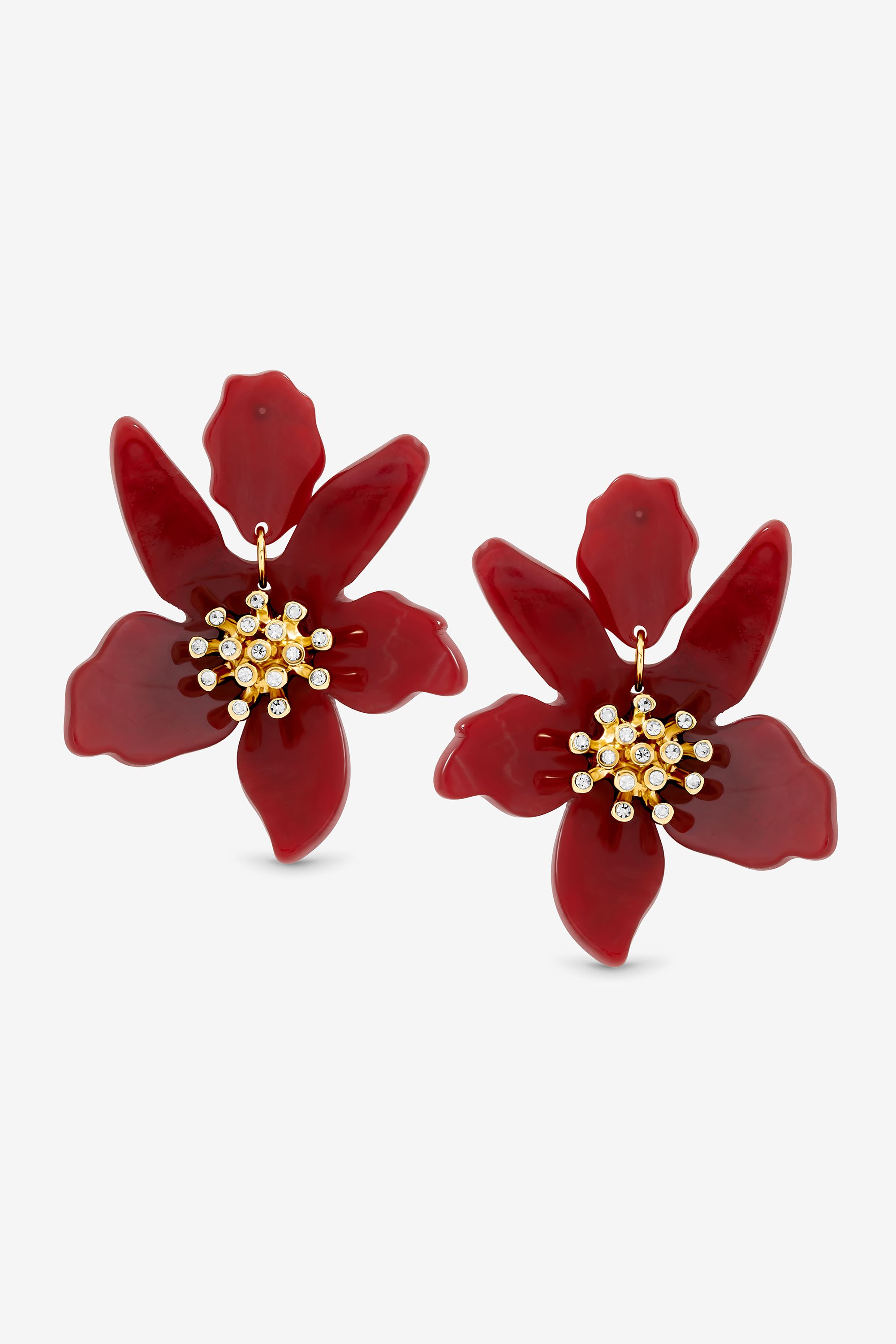 Mood Burgundy Resin Flower Statement Drop Earrings image 1