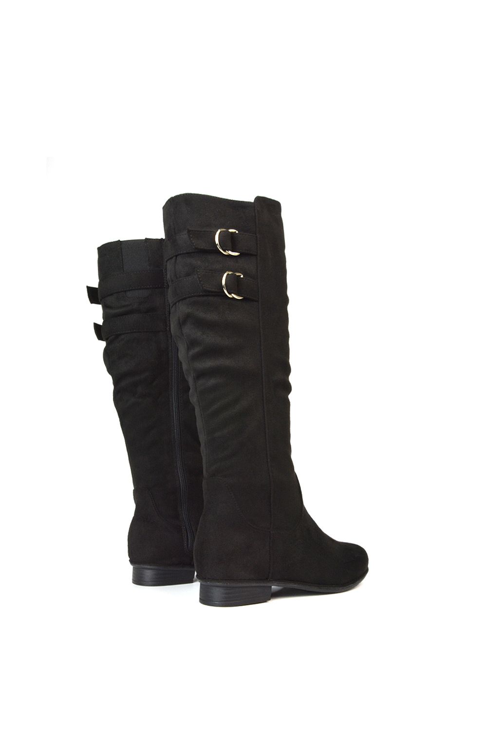 XY London 'Mia' Slouchy Flat Heel Knee High Boots With Buckle Detail image 5
