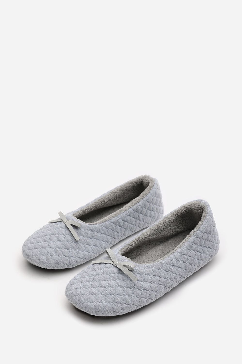 Where's That From 'Inez' Ballet Quilted Slippers with Faux Fur Lining and Bow Detail image 4