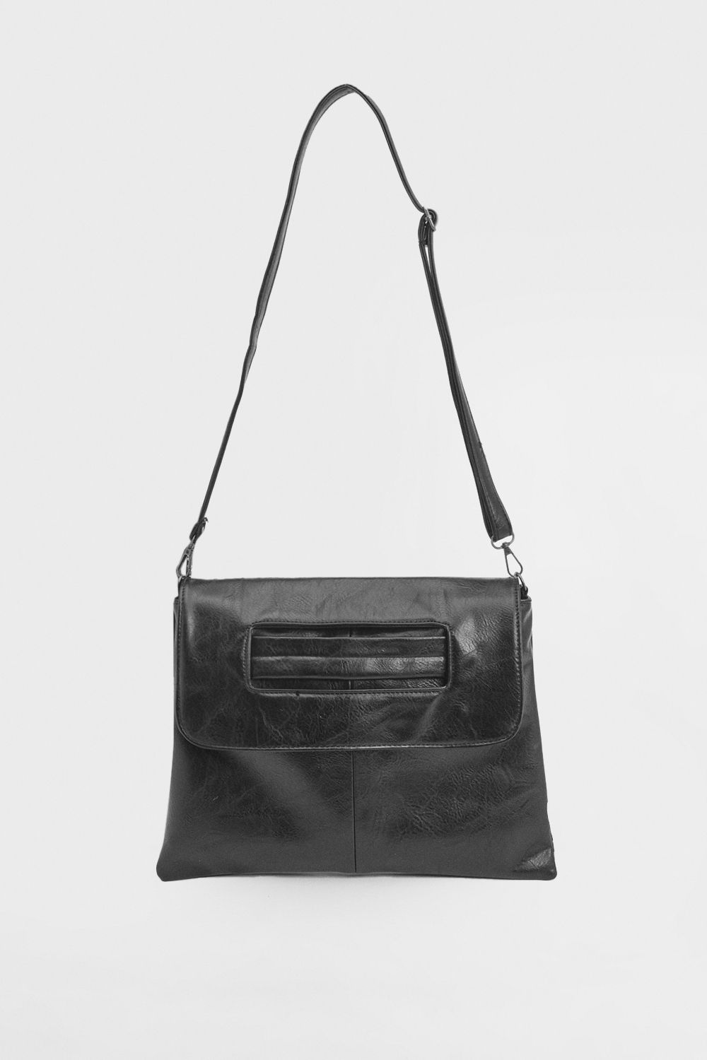 MissPap Black Oversized Faux Leather Look Clutch Bag with Handle Black