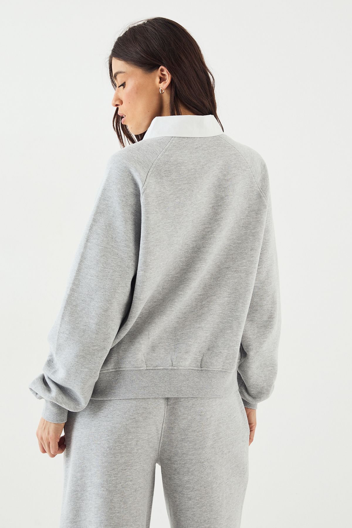 DSGN Studio DSGN Studio Contrast Collar Rugby Sweatshirt Grey Marl image 2