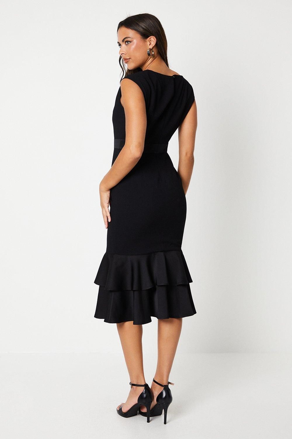 Coast Satin Back Crepe Dress With Peplum Black image 3