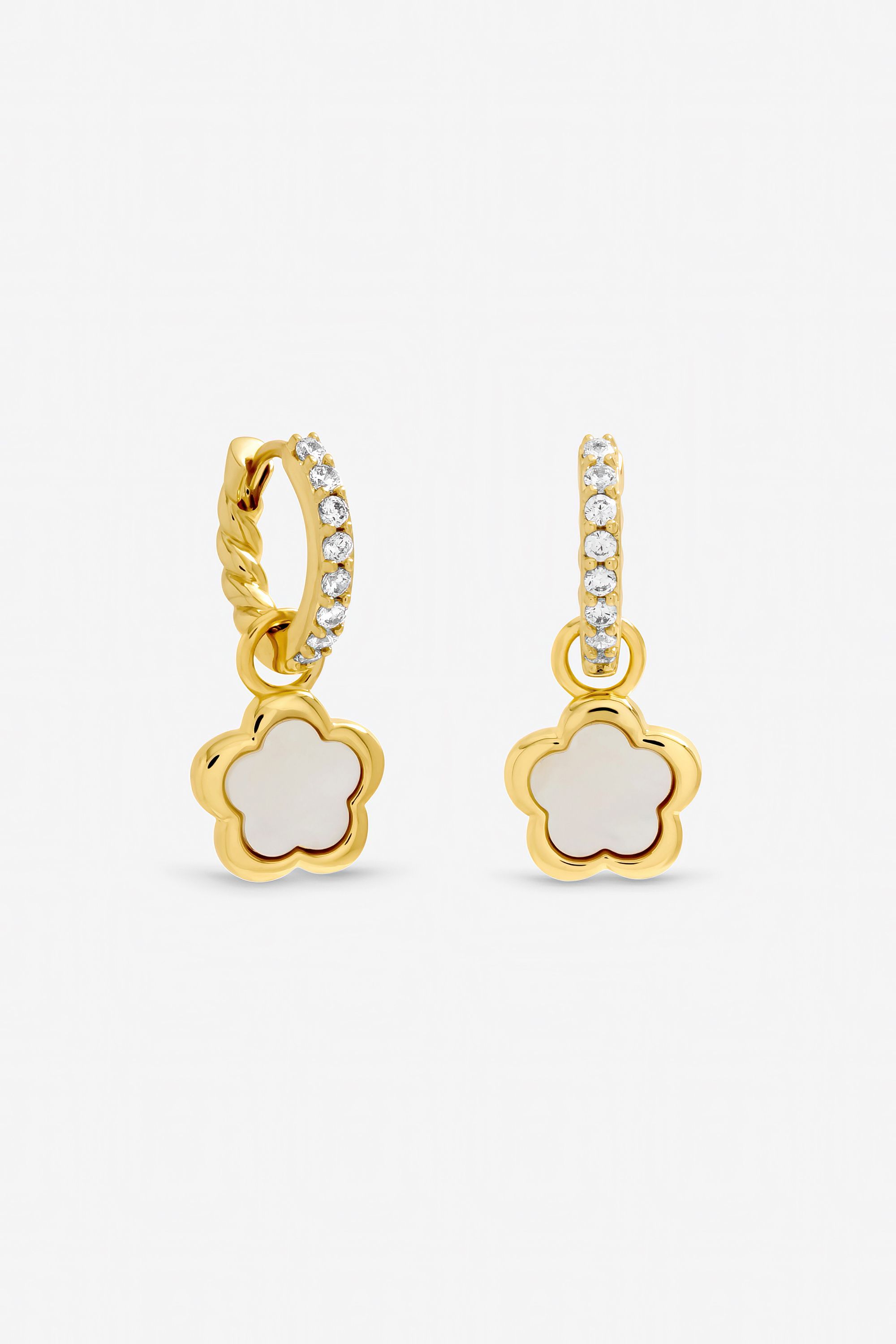 Inicio Gold Plated and Mother of Pearl Flower Earrings - Gift Pouch