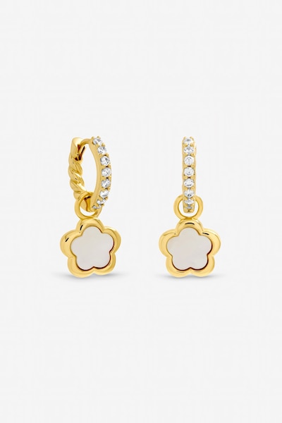 Inicio Gold Plated and Mother of Pearl Flower Earrings - Gift Pouch