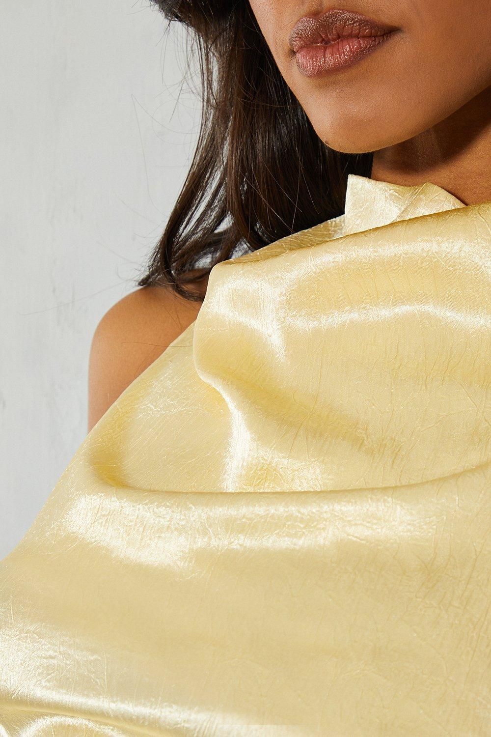 MissPap Textured Satin Grown On Neck Top & Maxi Skirt Co-ord Yellow image 5