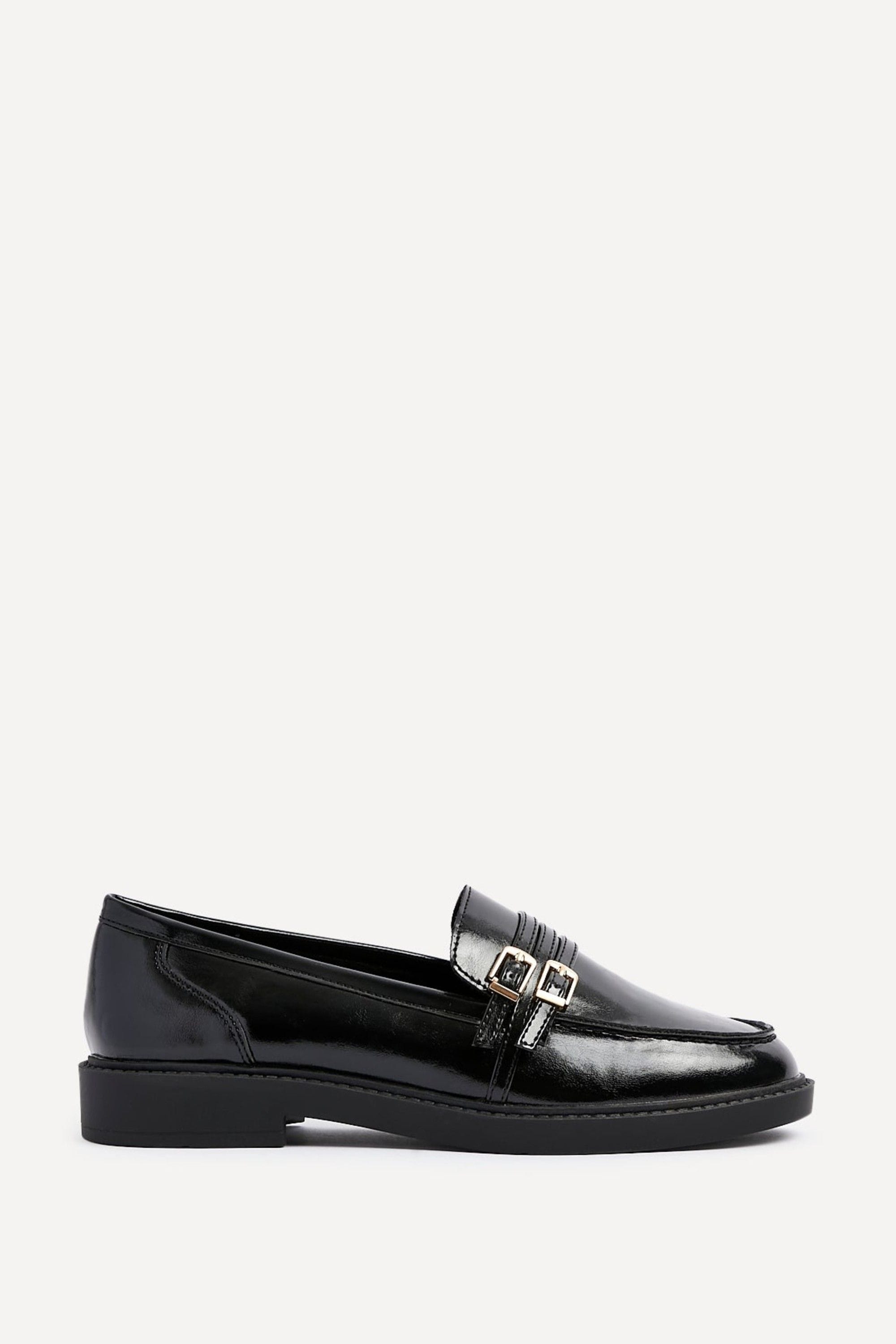 Linzi Portland Black Faux Leather Loafers