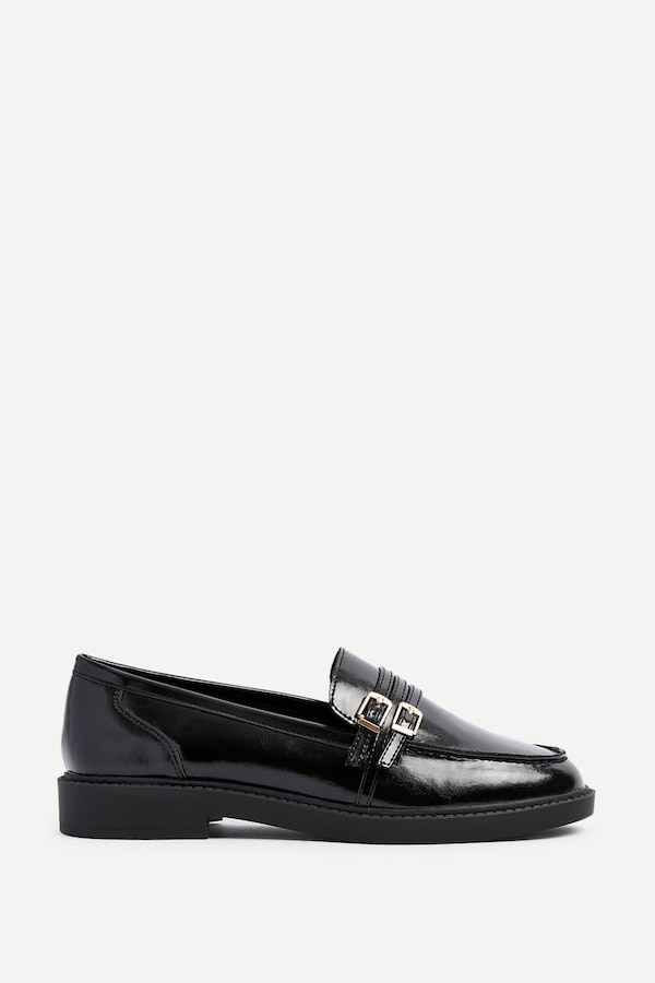 Linzi Portland Black Faux Leather Loafer