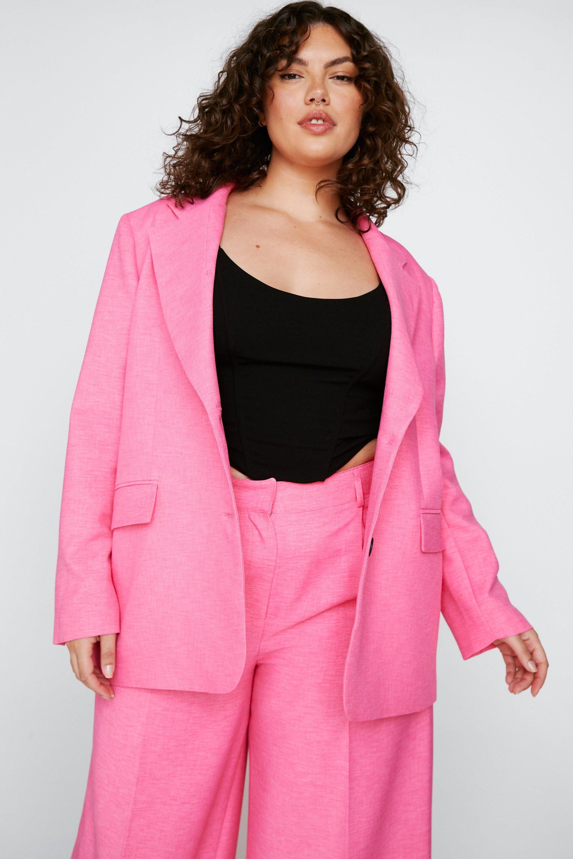 NastyGal Plus Size Tracy Blazer Hot Pink
