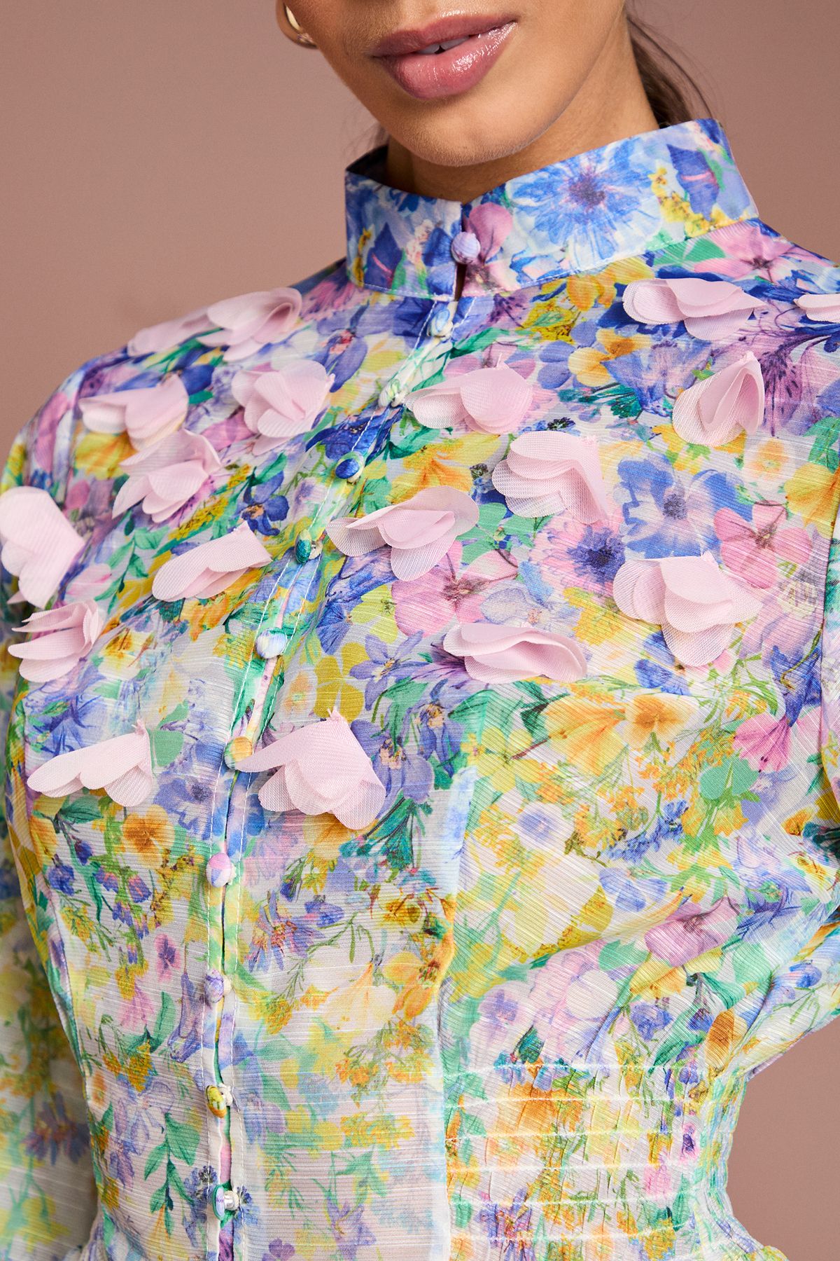 Coast 3D Flower Printed Organza Blouse Multi image 5