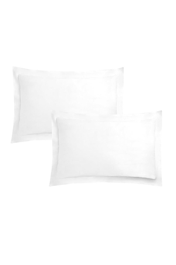 OHS 2 x Soft Plain Cotton Oxford Edge Pillowcases UK
