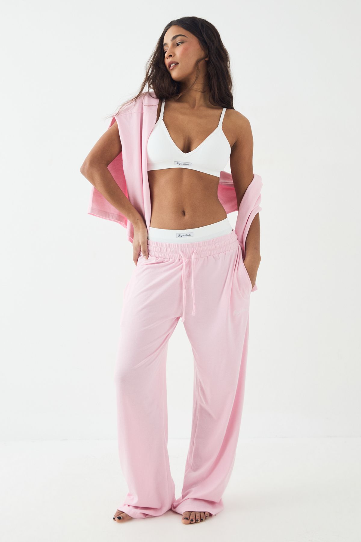 DSGN Studio DSGN Studio Lounge Supersoft Wide Leg Trouser Baby Pink image 1