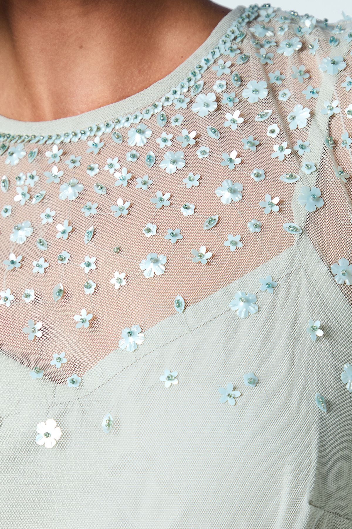 Coast Scattered Floral Embellishment Angel Sleeve Bridesmaid Dress Sage image 5