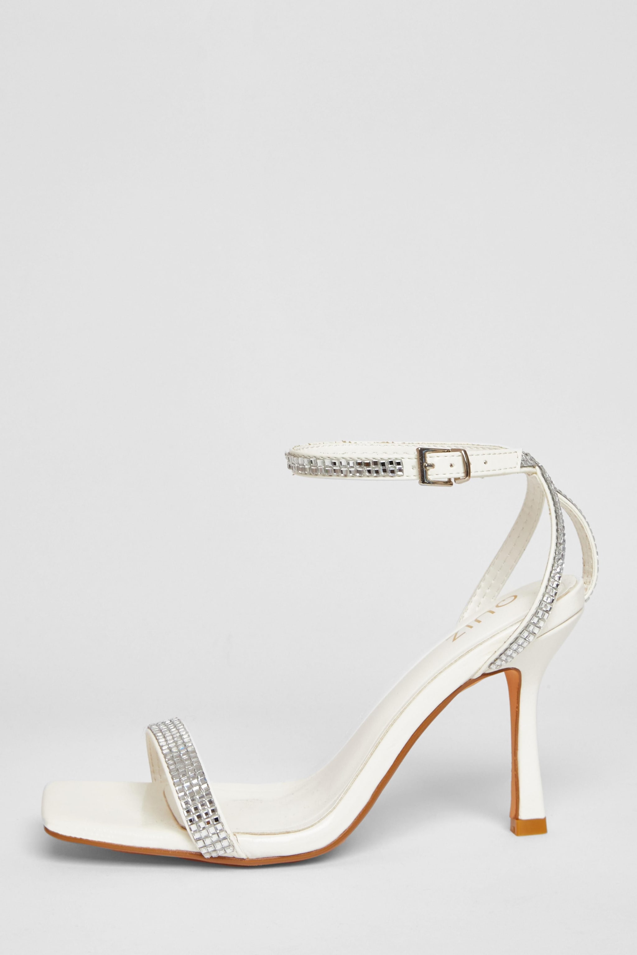 Quiz White Diamante Heels image 3