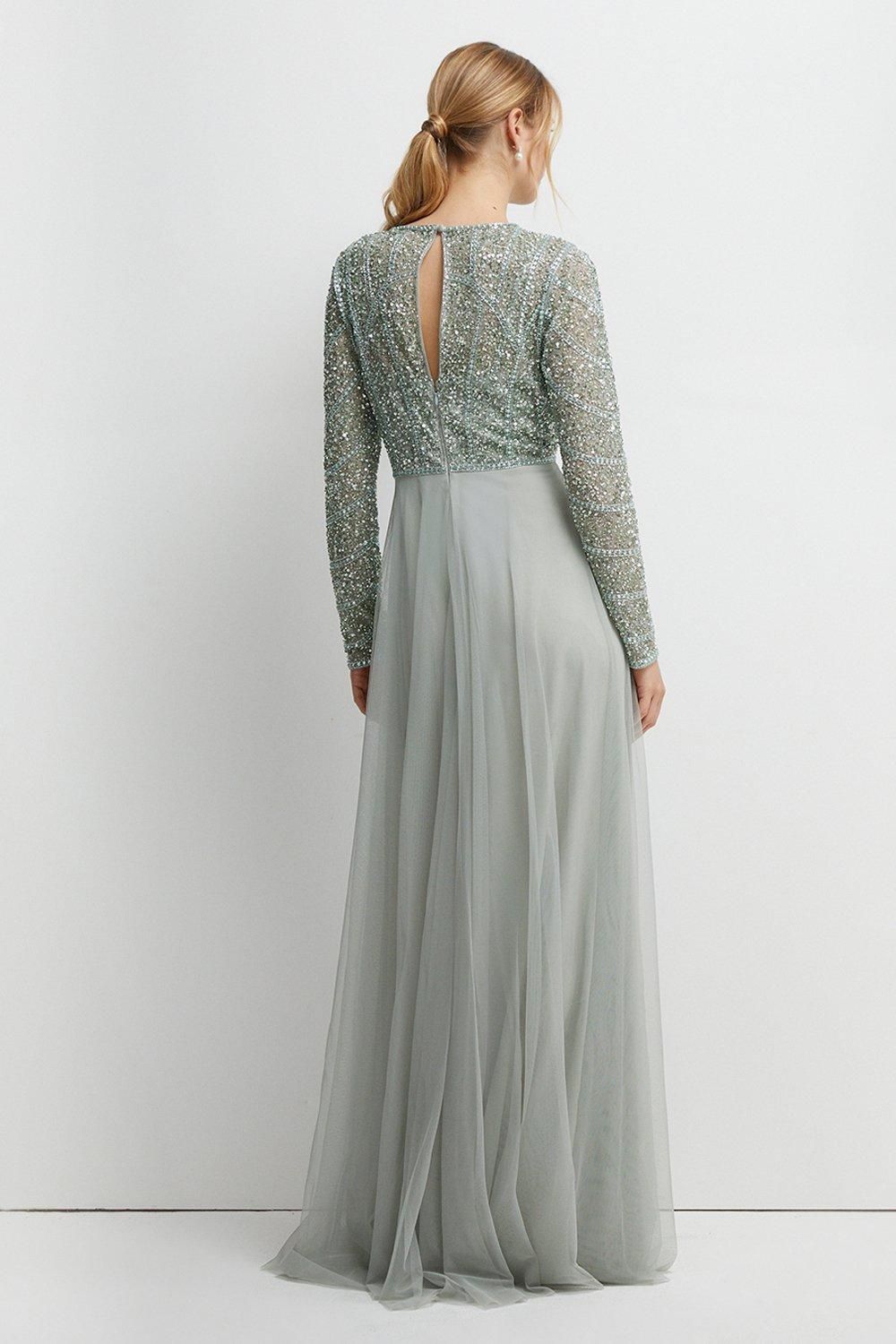 Coast Mixed Gem Tulle Skirt Bridesmaid Dress Sage image 4