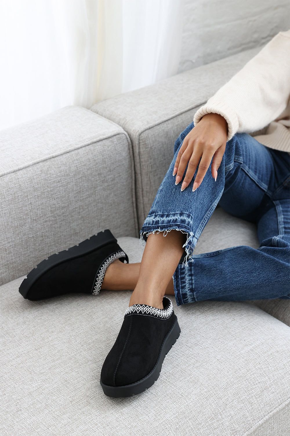 Where's That From 'Reina' Cosy Faux-Suede Fur Lining Slipper image 3