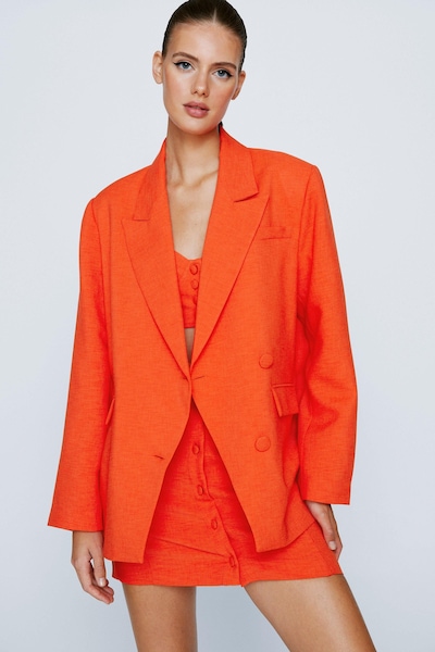 NastyGal Asymmetric Single Breasted Blazer Orange