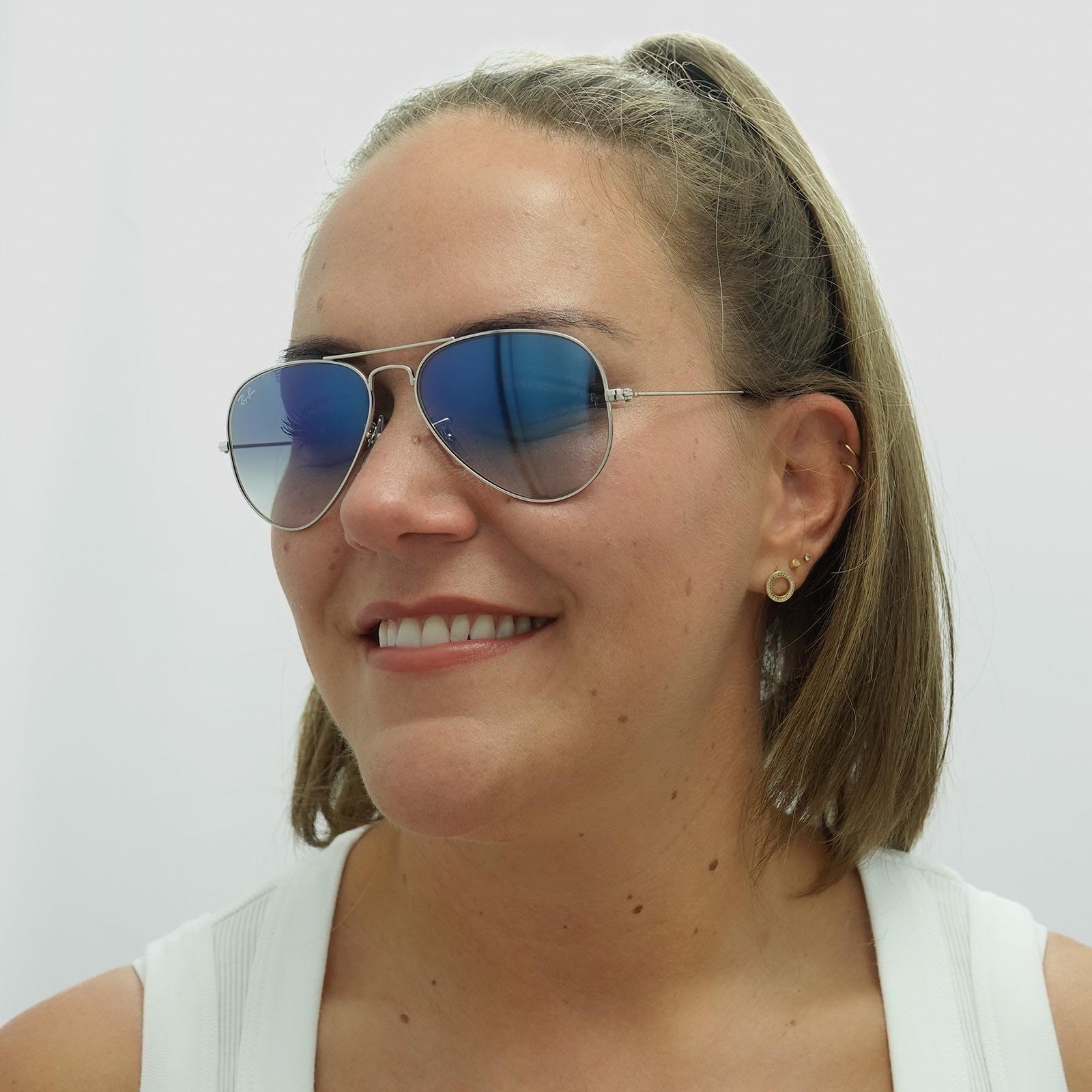 Ray-Ban Aviator Silver Gradient Light Blue Aviator 3025 Sunglasses image 6