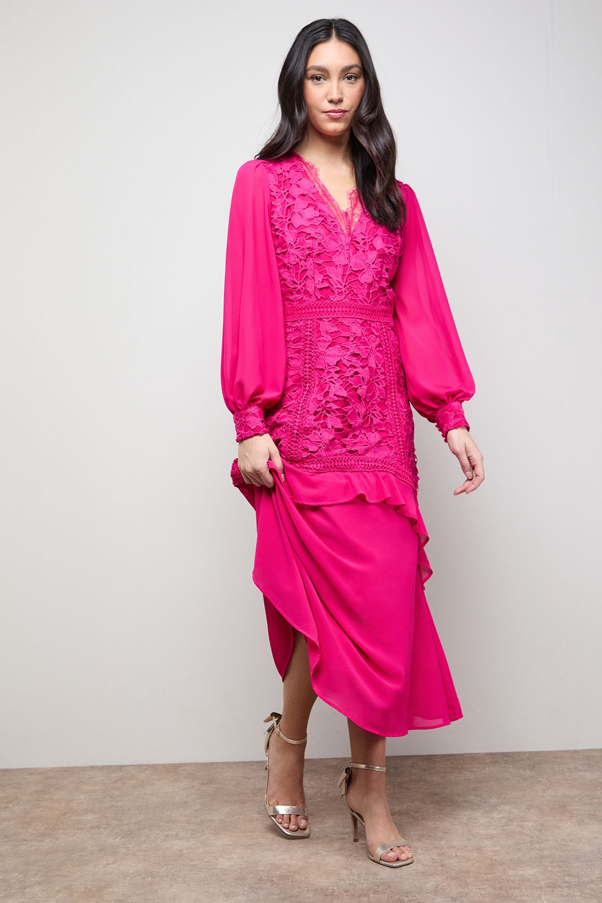 Oasis Dovile Metallic Textile Satin Bow Back High Heel Stiletto Sandals Gold image 2