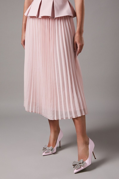 Coast Wide Fit Tania Satin Embellished Bow High Heel Stiletto Court Shoes Ballerina Pink