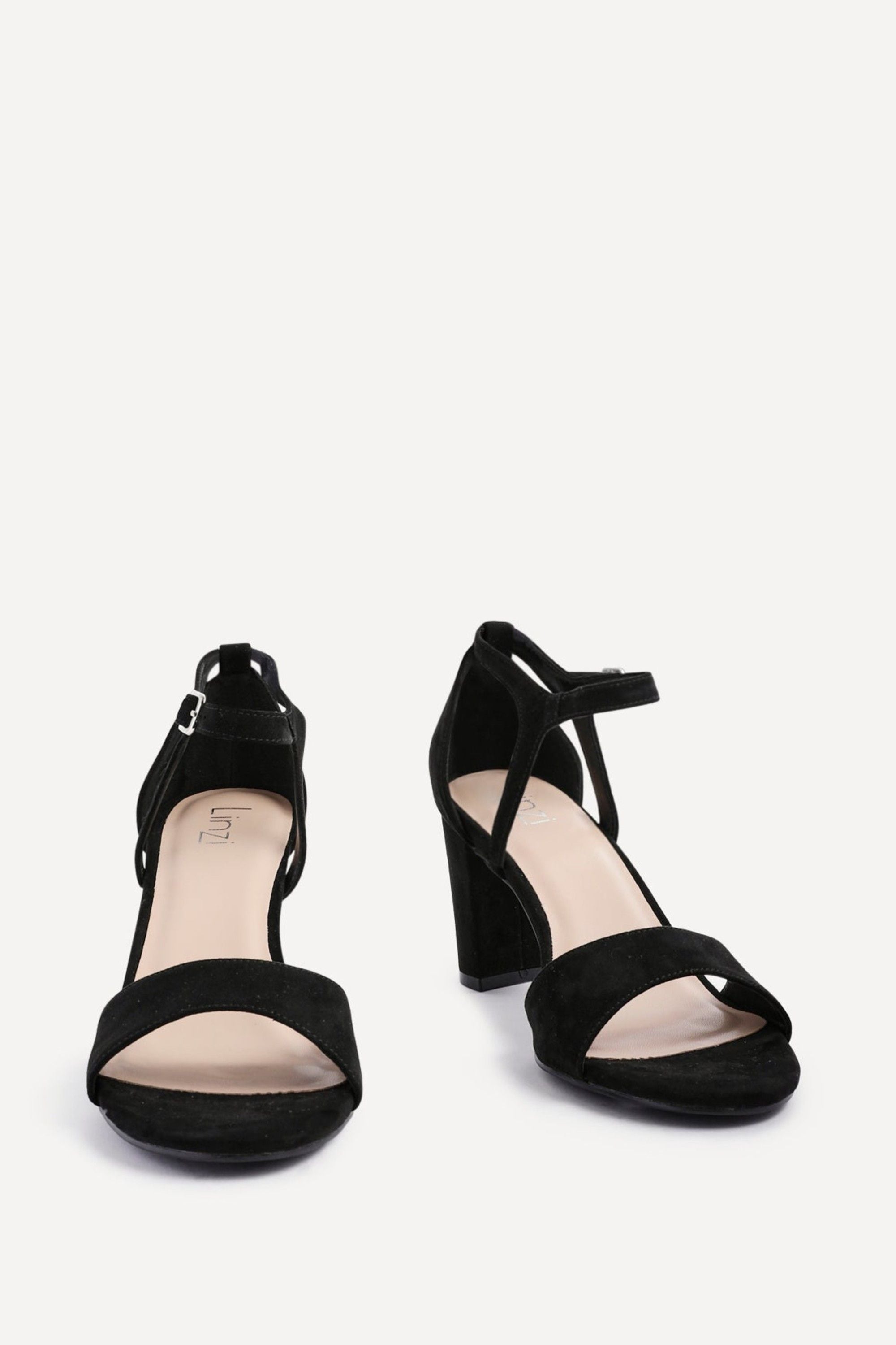 Linzi Abby Black Faux Suede Closed Back Block Heel Sandal image 3
