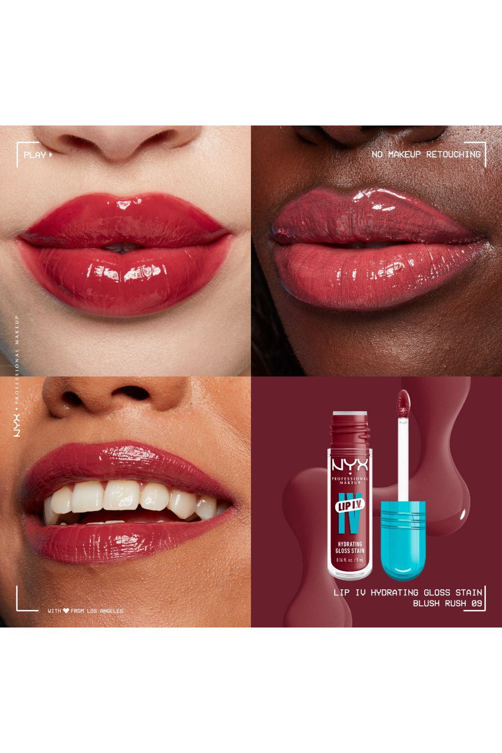 NYX Professional Makeup Lip IV Hydrating Gloss Stain, Lip Gloss 5ml Blush Rush image 4