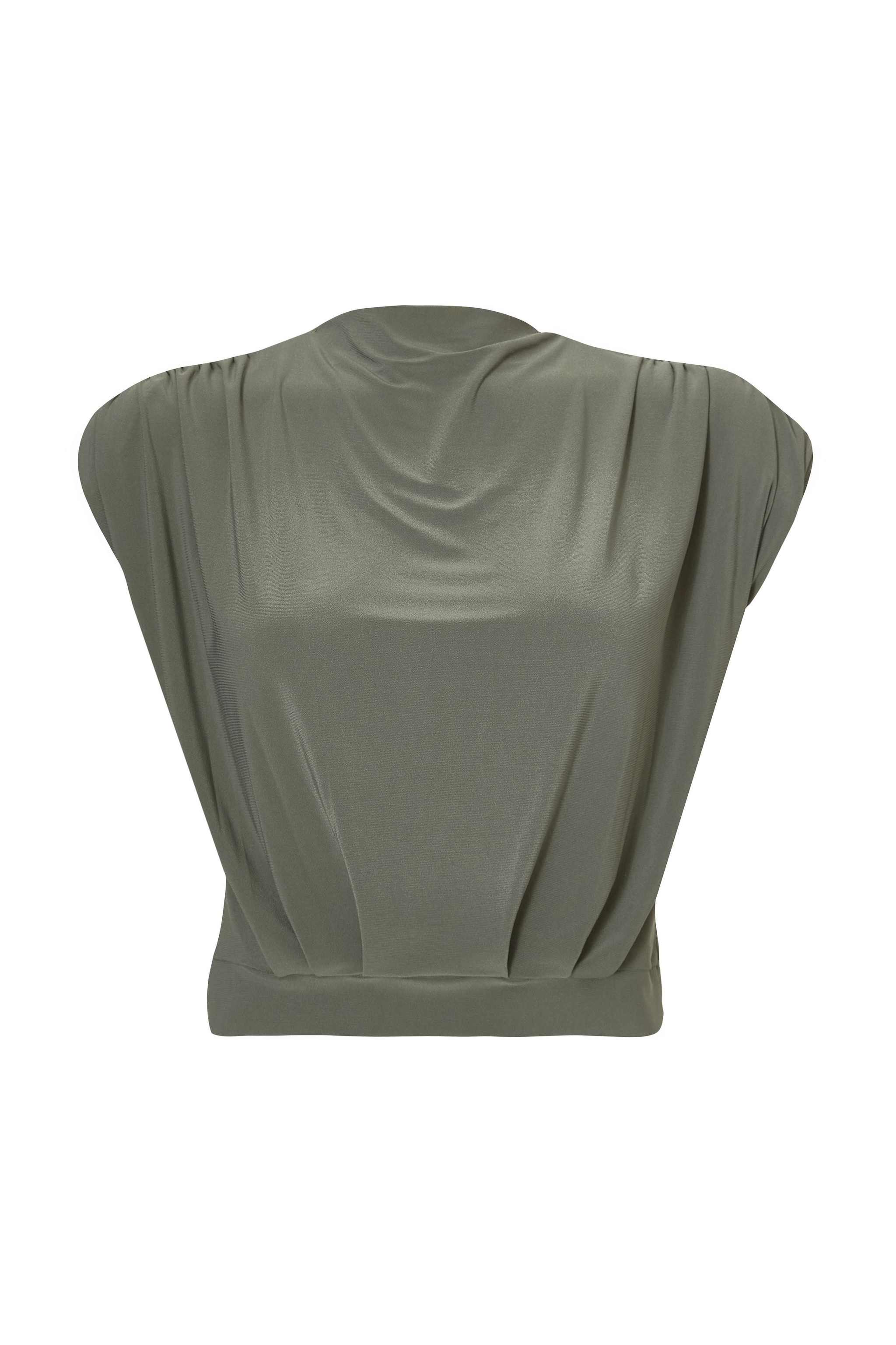Quiz Khaki High Neck Crop Top image 4
