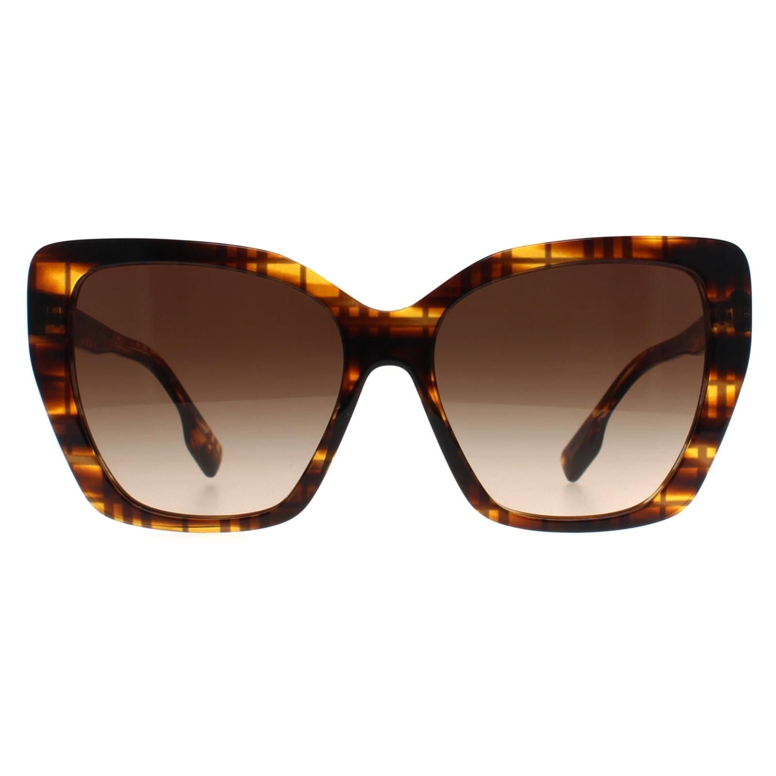Burberry Cat Eye Check on Striped Brown Brown Gradient BE4366 Tamsin image 1
