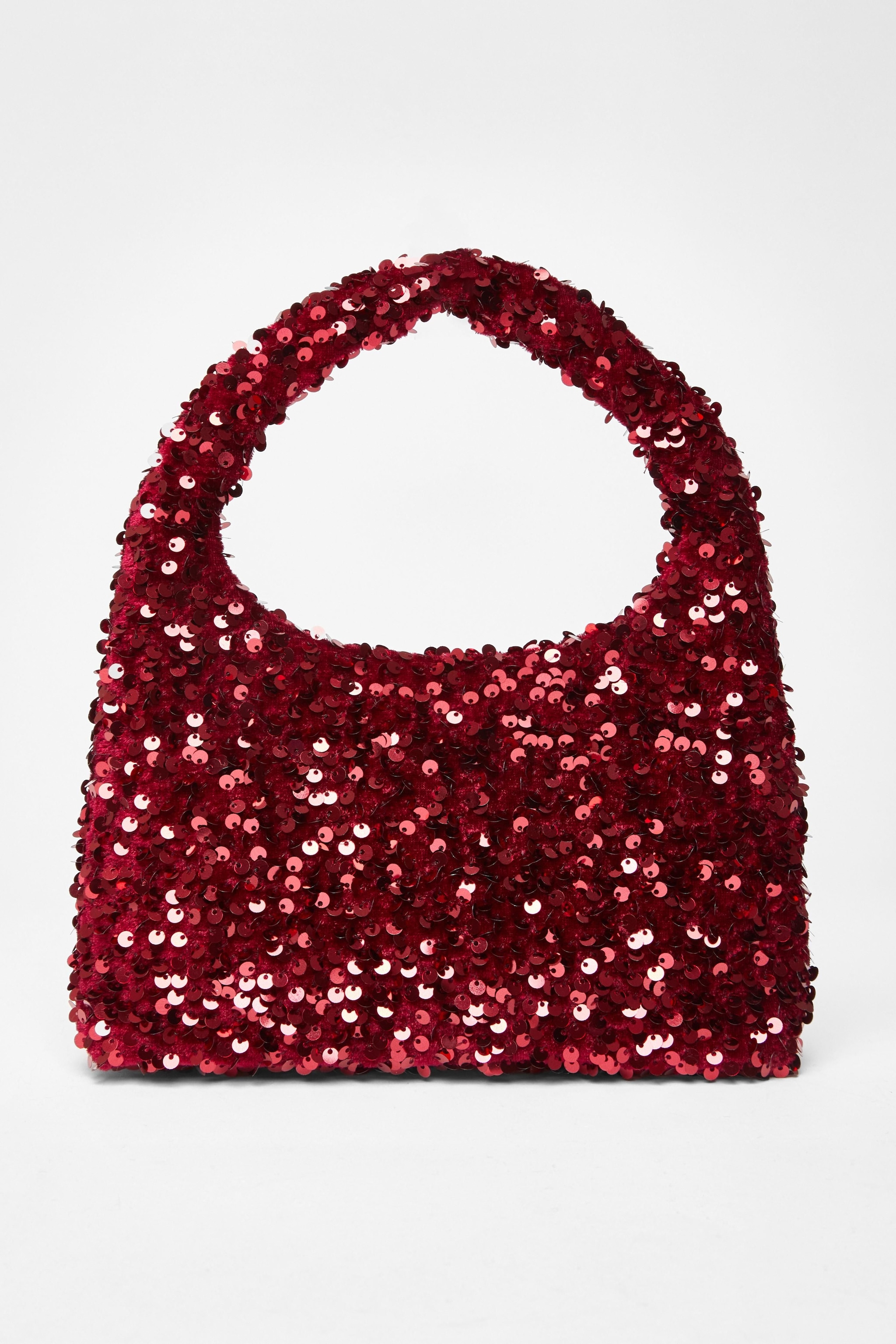 Quiz Burgundy Sequin Top Handle Bag image 3