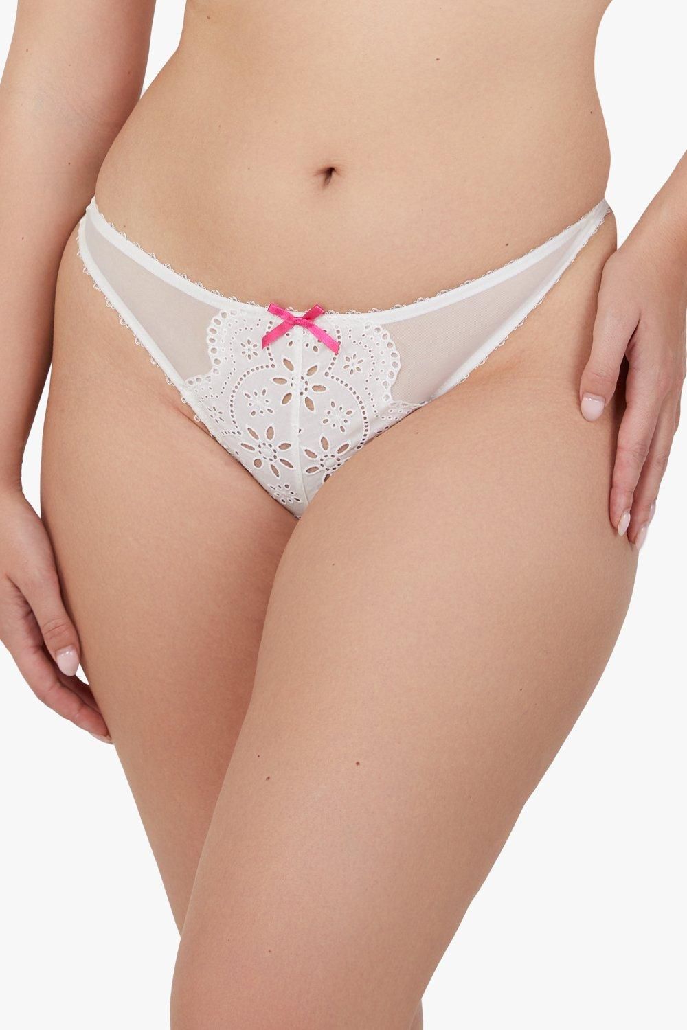 Playful Promises Camille White Broderie Thong image 1