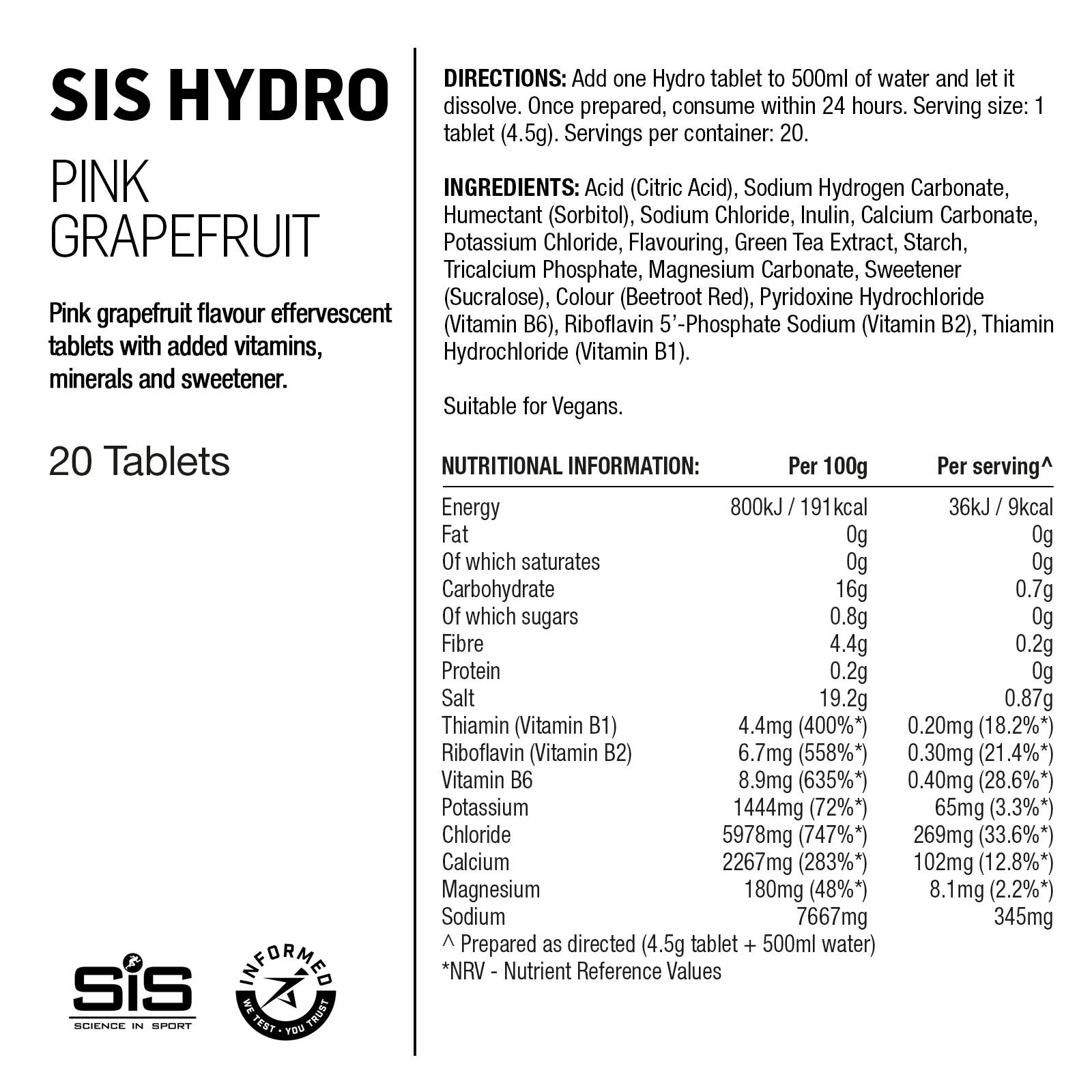 Science in Sport Science in Sport | Hydro Tablets + Electrolytes | Pink Grapefruit Flavour | 20 Tablets image 6