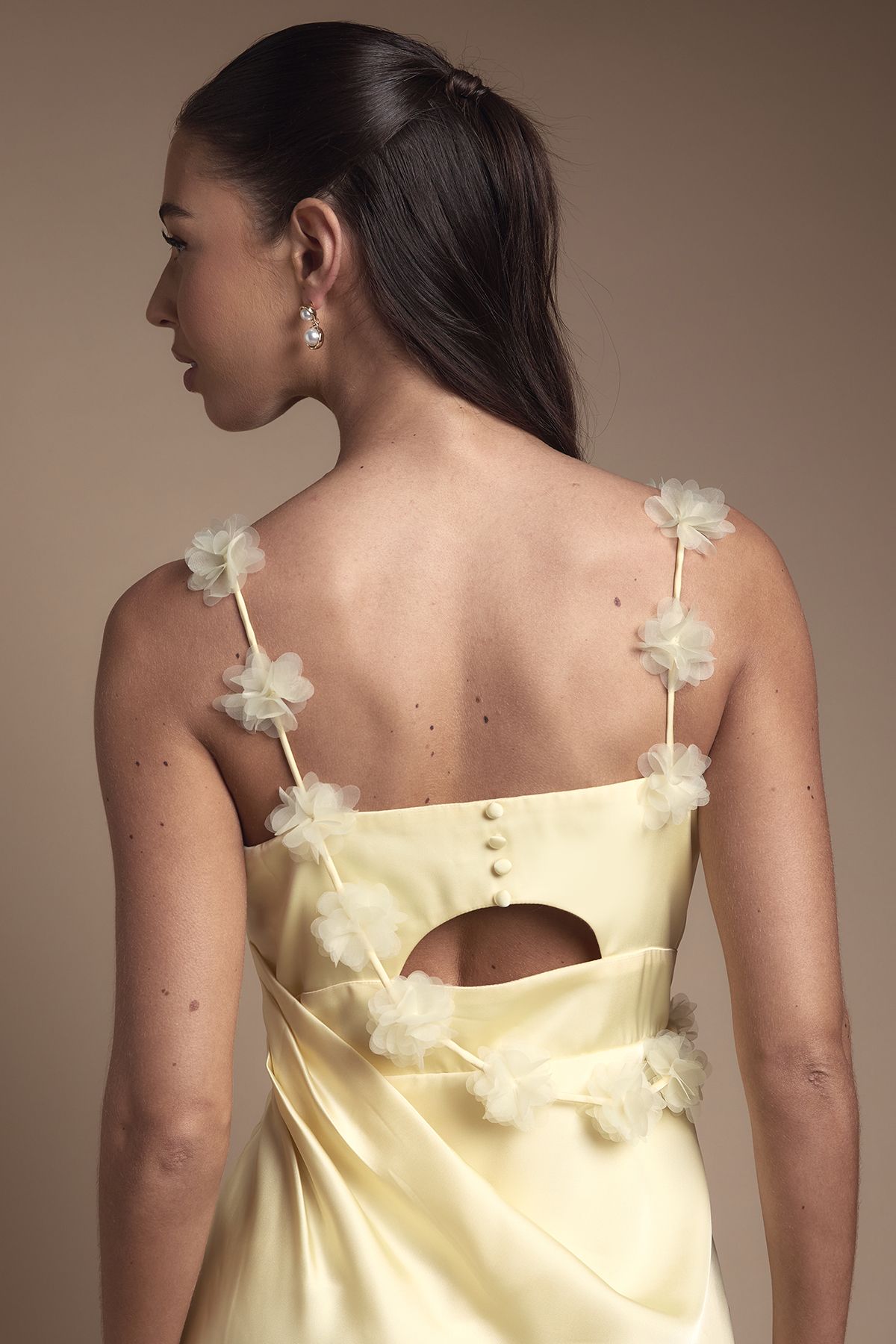 Coast Strappy Cowl Maxi with Floral Detail Bridesmaid Dress Lemon image 4