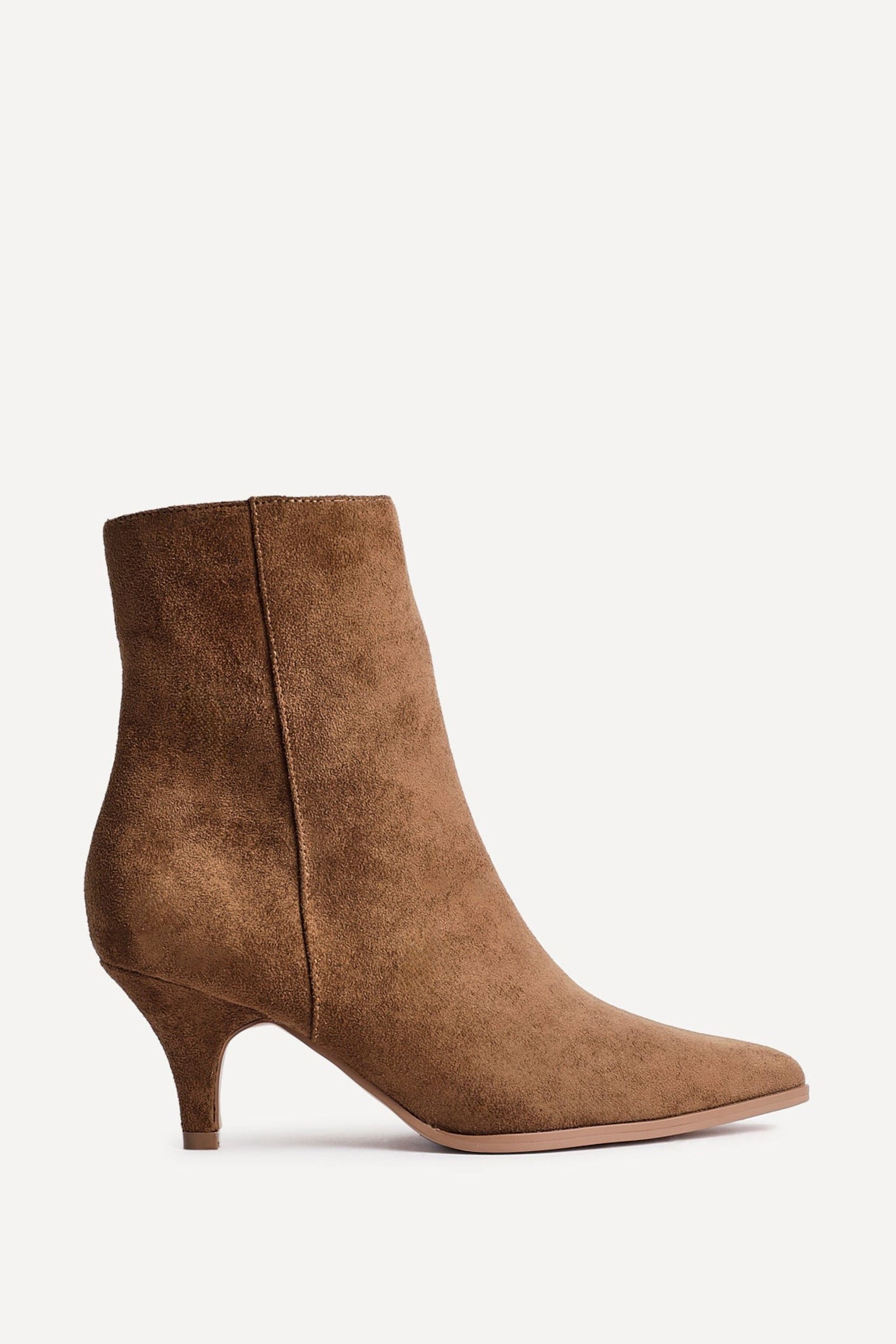Linzi Pursuit Tan Faux Suede Heeled Pointed Ankle Boot image 1