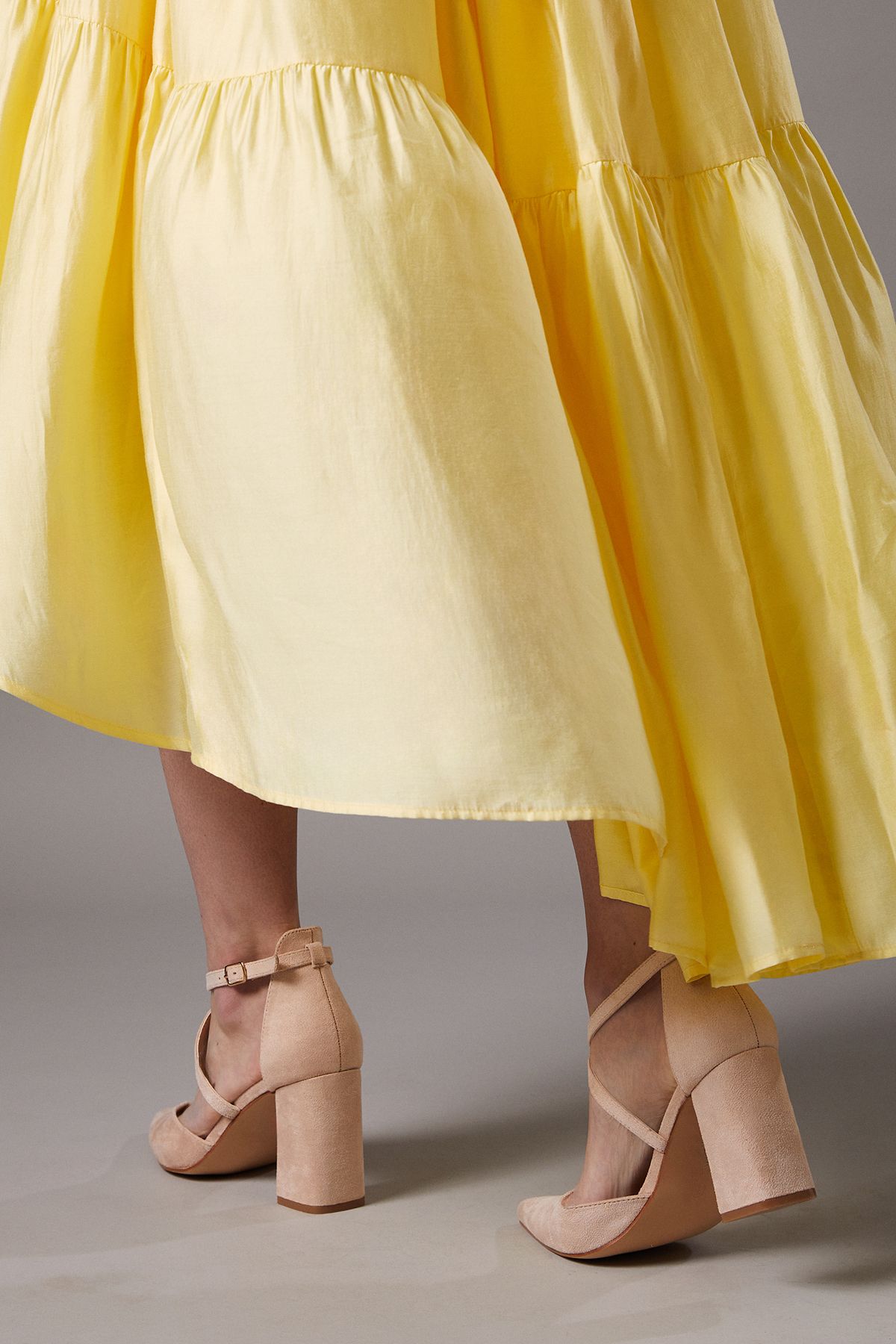 Coast Wide Fit Treat Faux Suede Cross Strap Pointed Block Heel Court Shoes Blush image 3