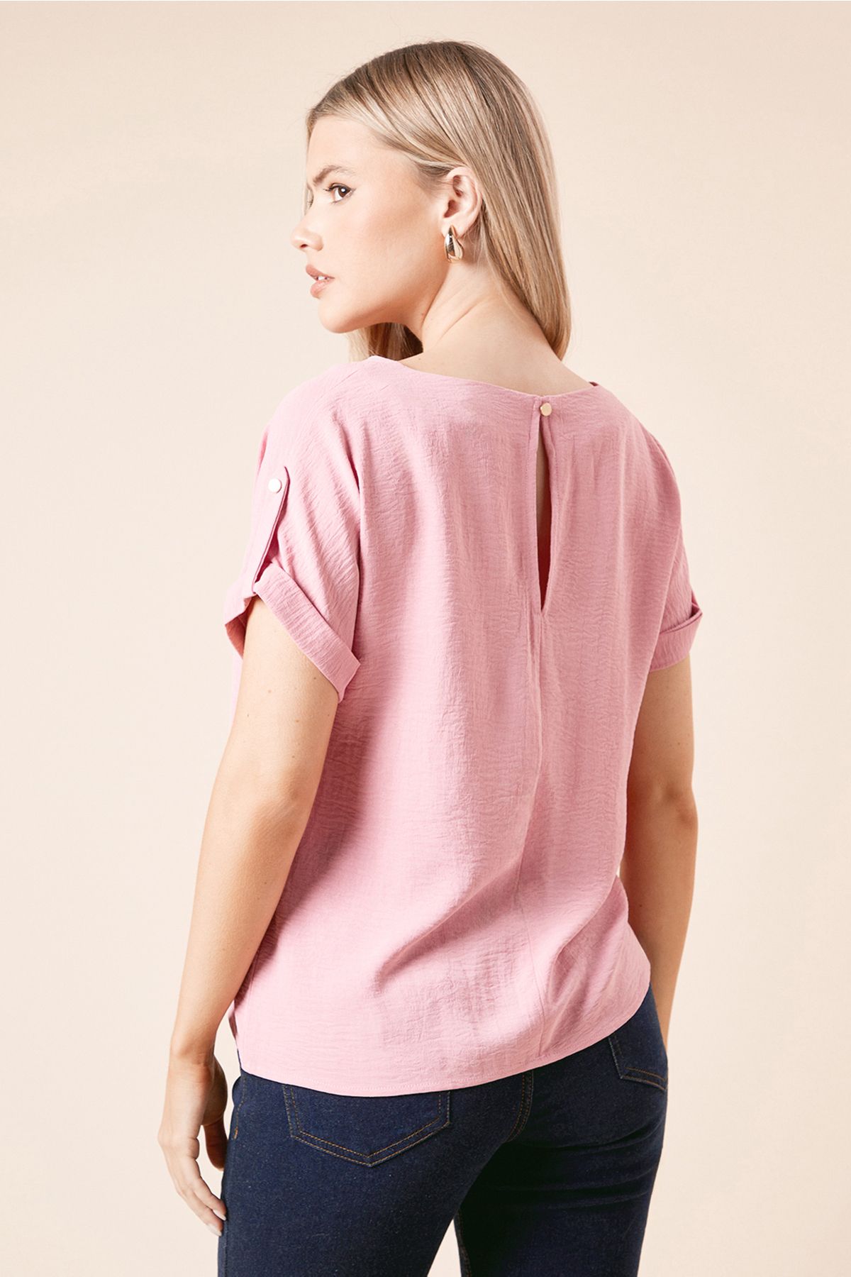 Dorothy Perkins Roll Sleeve Blouse Pink image 3