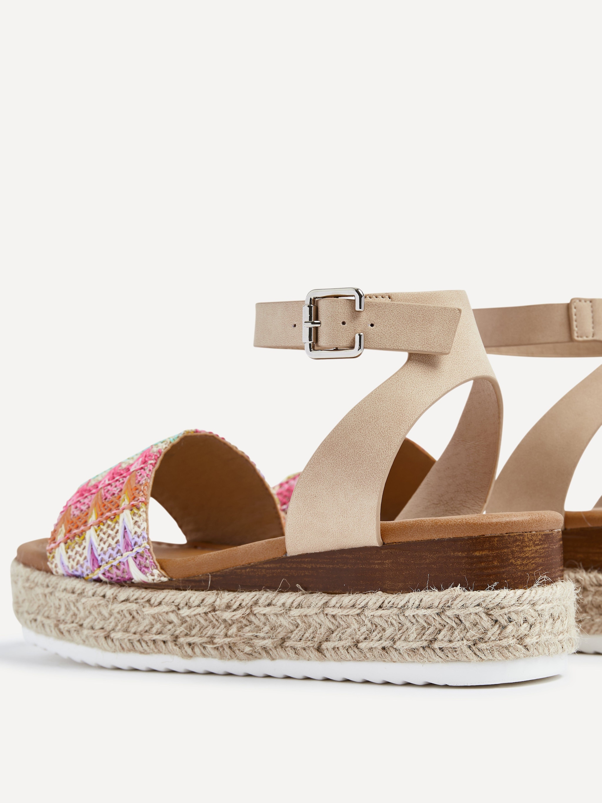 Linzi Sahara Wide Fit Multi Coloured Raffia Flatform Sandal image 5