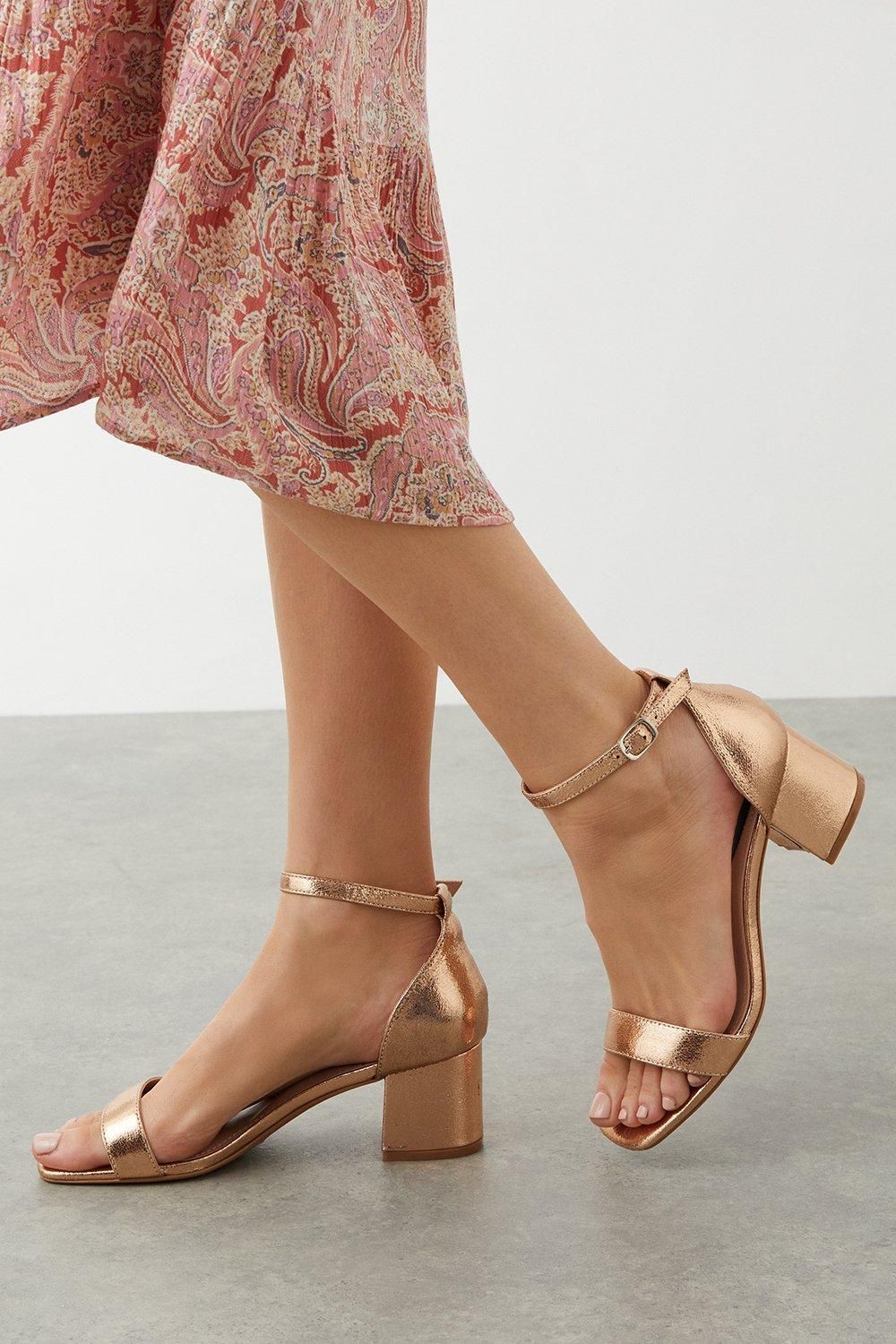 Dorothy Perkins Sammy Barely There Low Block Heel Sandals Rose Gold image 1