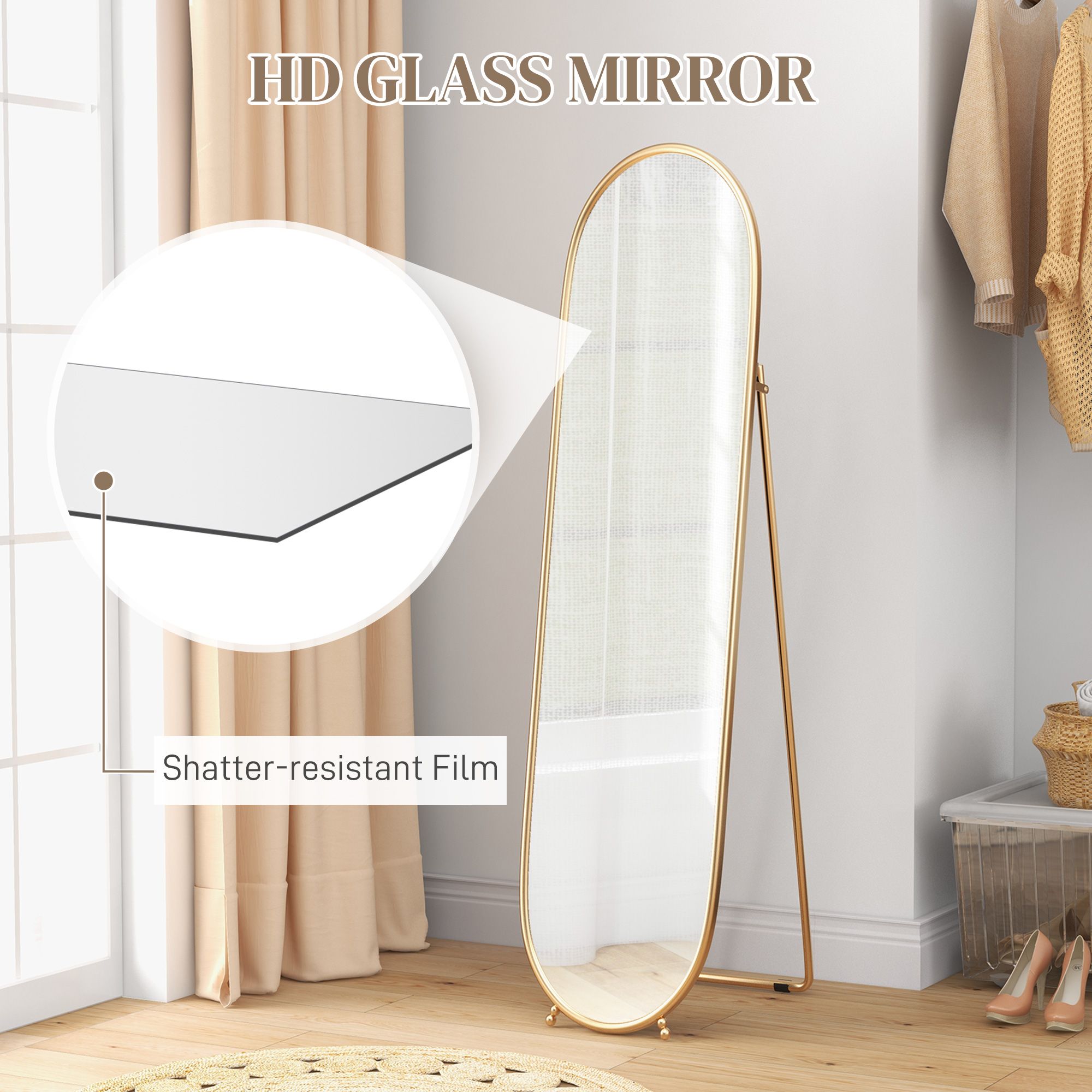 HOMCOM Full Length Mirror 160x40cm Hanging or Leaning Free Standing Floor Mirror image 6