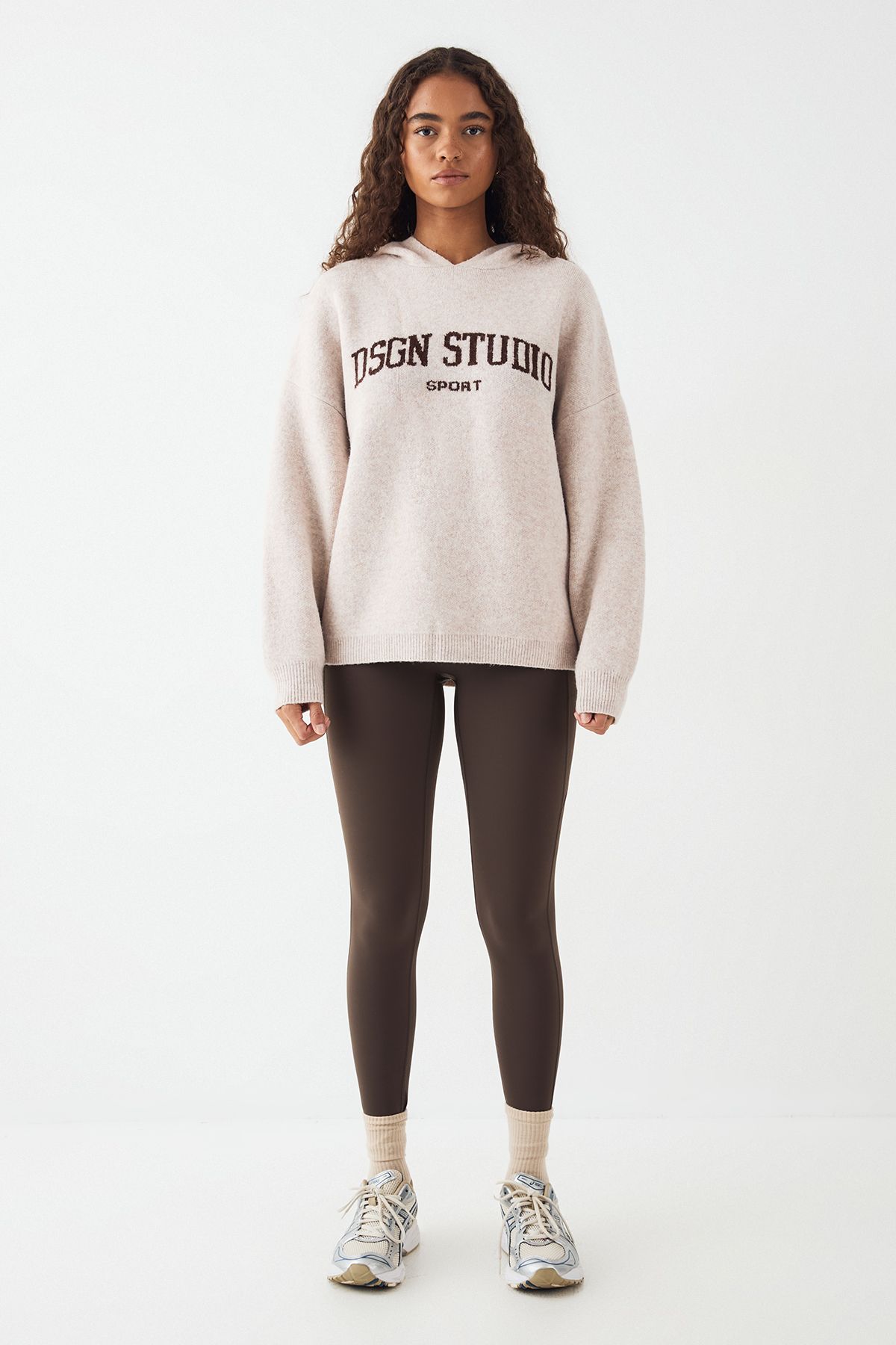 DSGN Studio DSGN Studio Knitted Oversized Hoodie Cream image 5