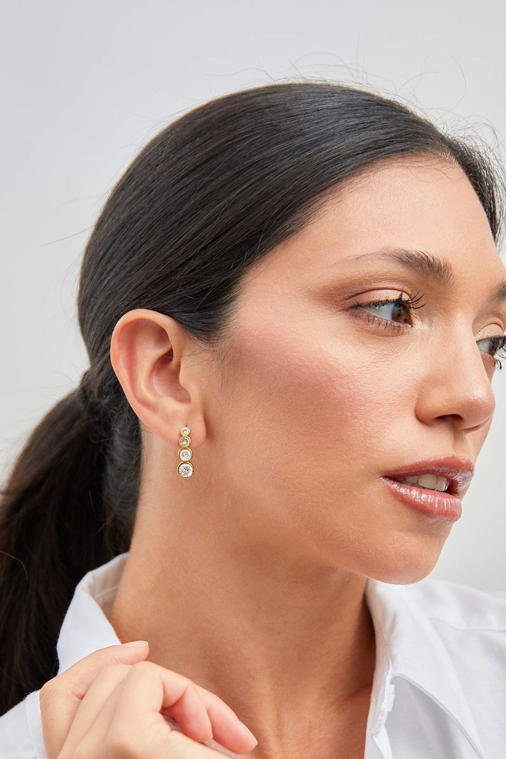 Linzi Dazzle Gold Crystal Four Stone Drop Earrings image 2