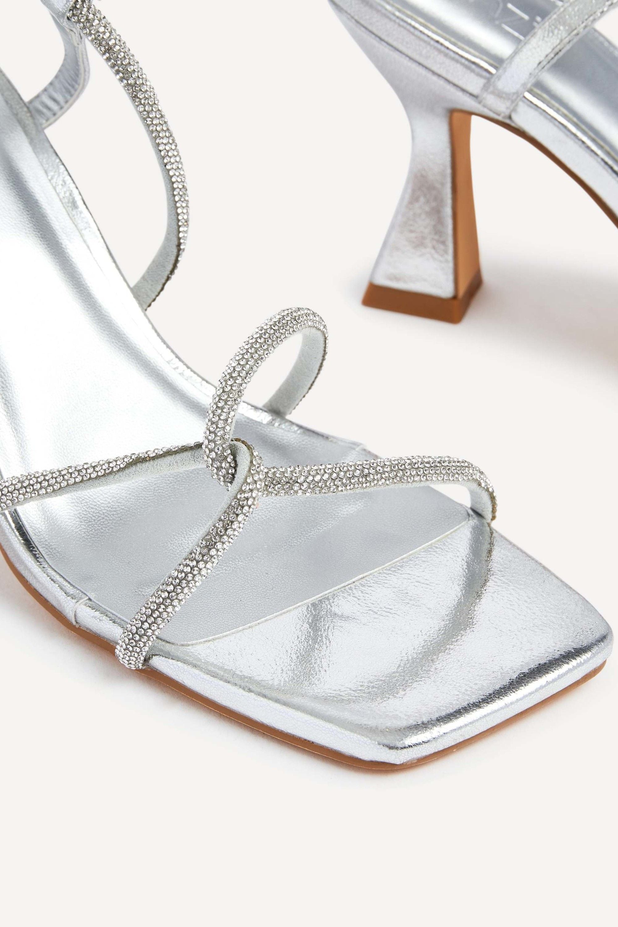 Linzi Entice Silver Faux Leather Diamante Embellishes Strappy Heel image 5