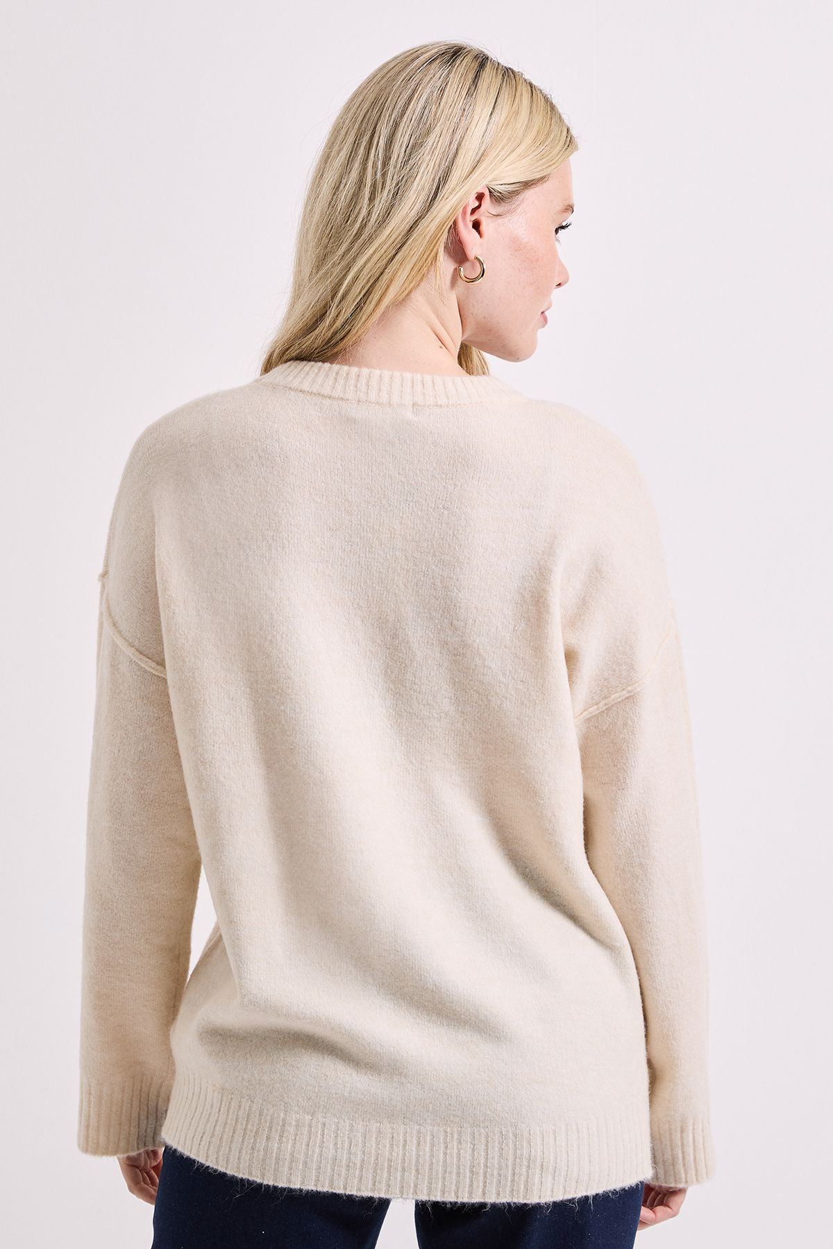 Dorothy Perkins Relaxed Crew Jumper Ecru image 3